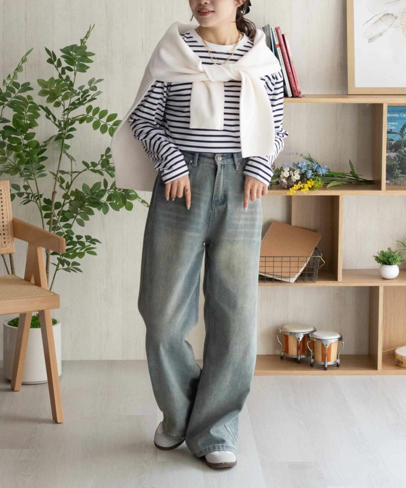 nAvy ボーダー長袖Tシャツ レディース