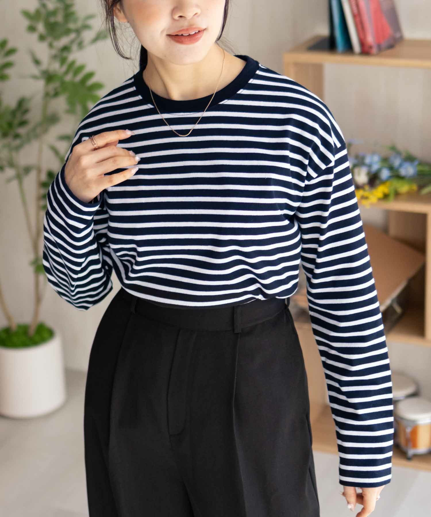 nAvy  ボーダー長袖Tシャツ レディース メール便 対応商品商品画像-14