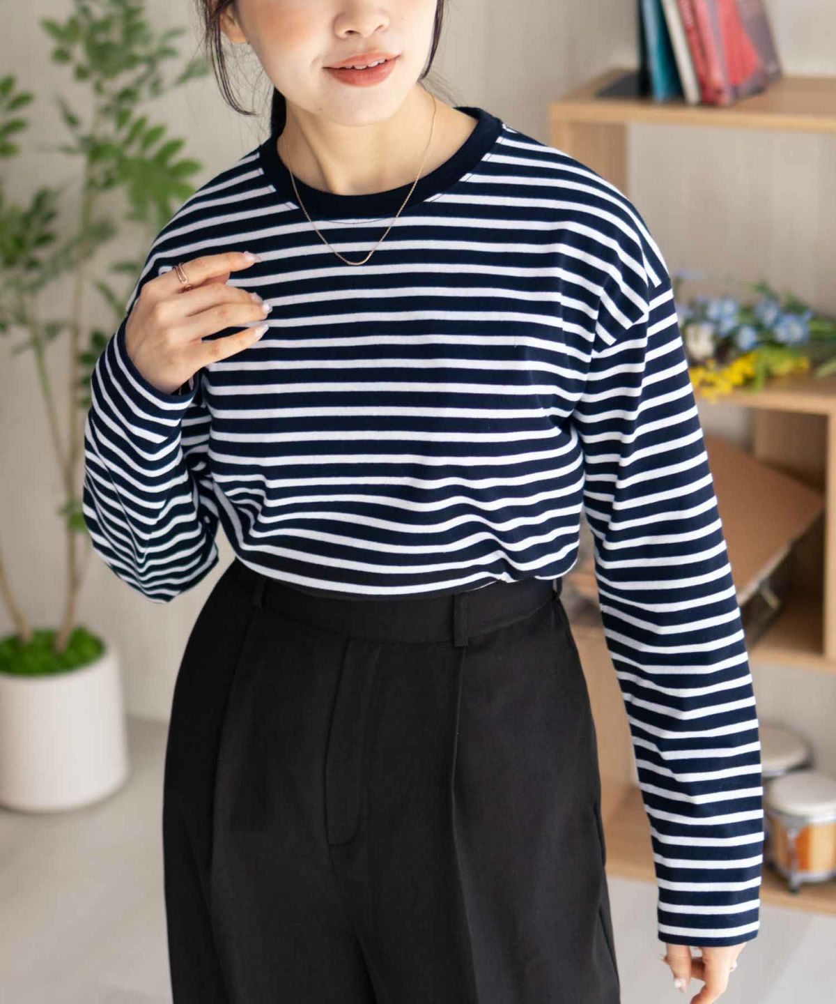 nAvy ボーダー長袖Tシャツ レディース ネコポス 対応商品