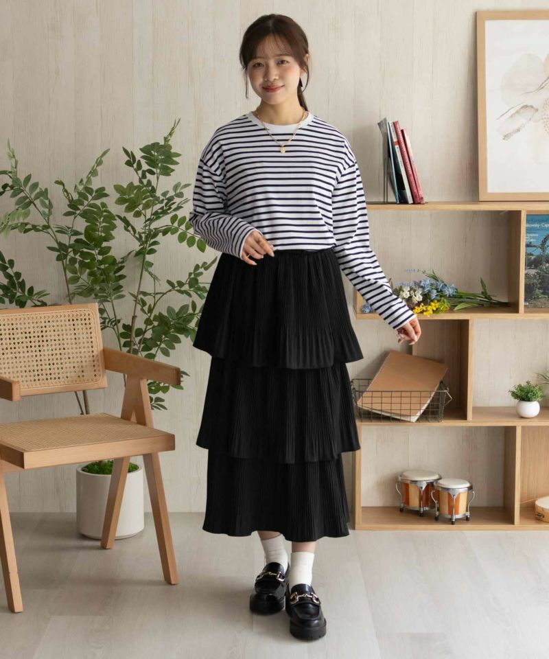 nAvy ボーダー長袖Tシャツ レディース