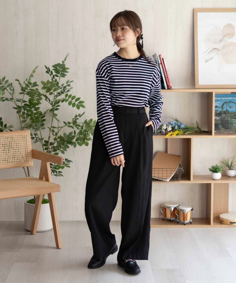 nAvy ボーダー長袖Tシャツ レディース