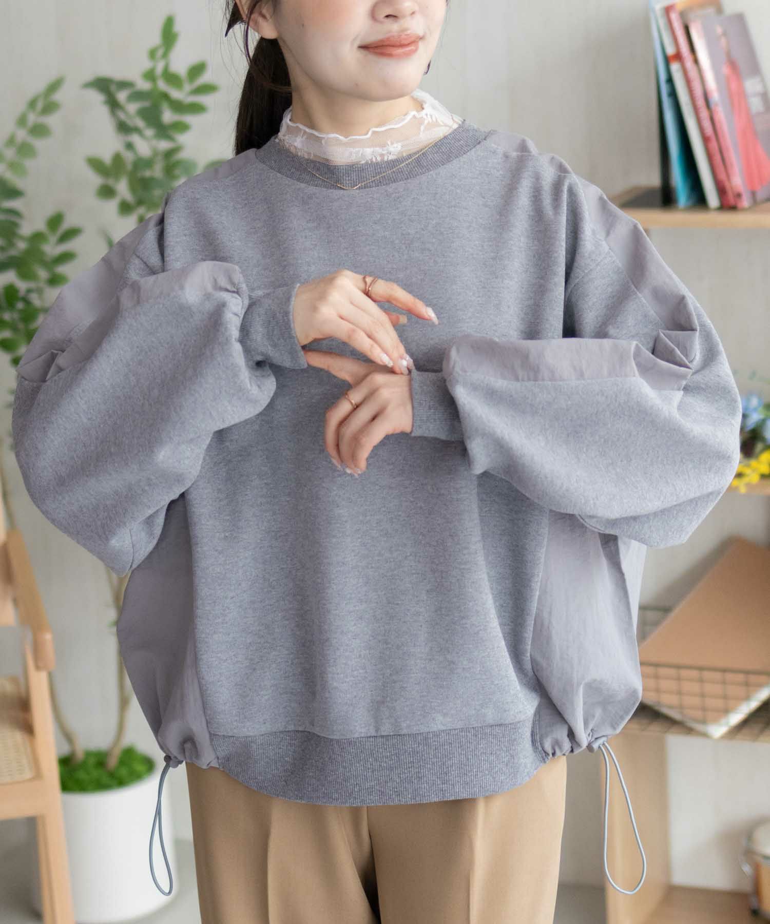 nAvy 異素材切替プルオーバー レディース