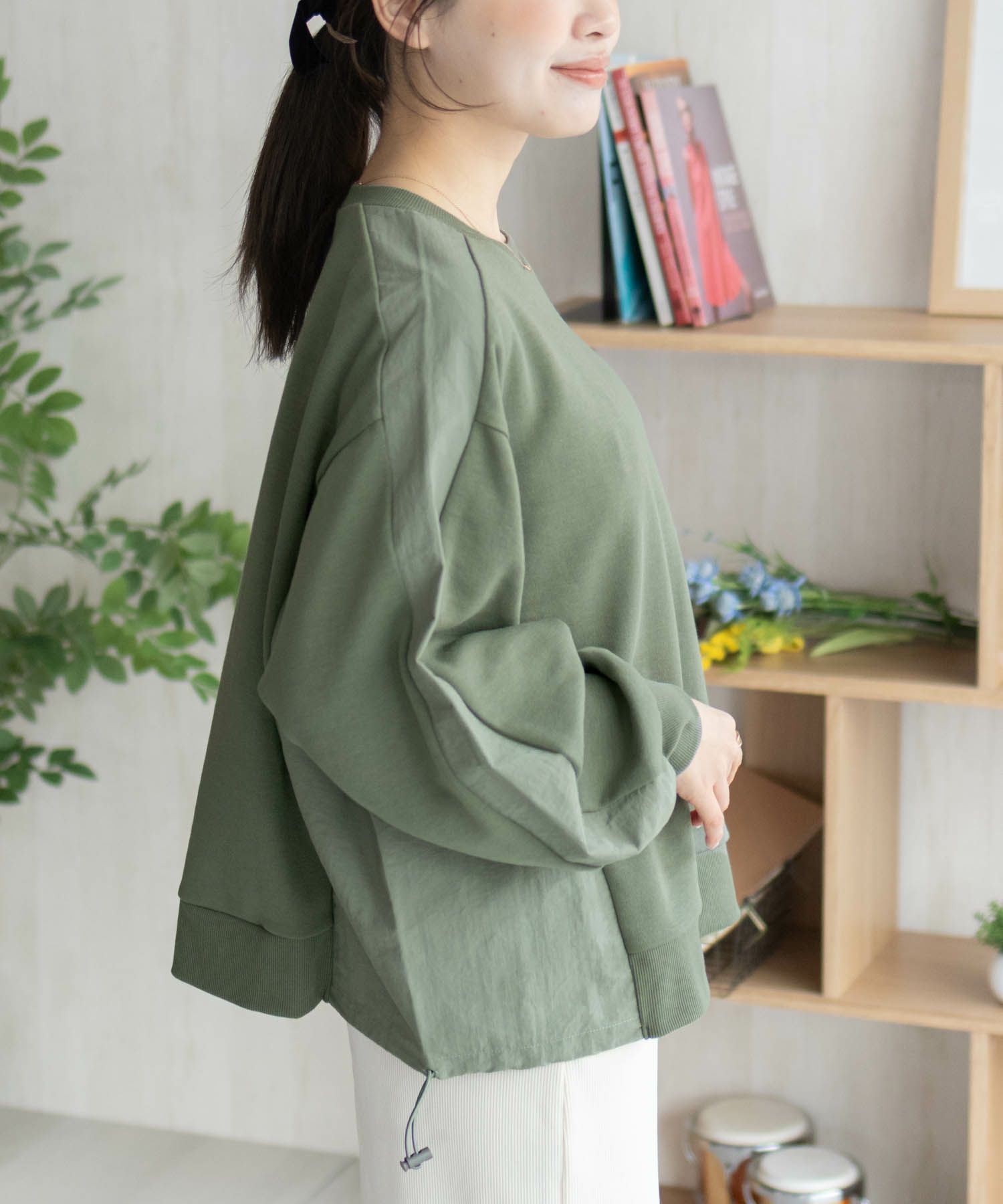 nAvy 異素材切替プルオーバー レディース