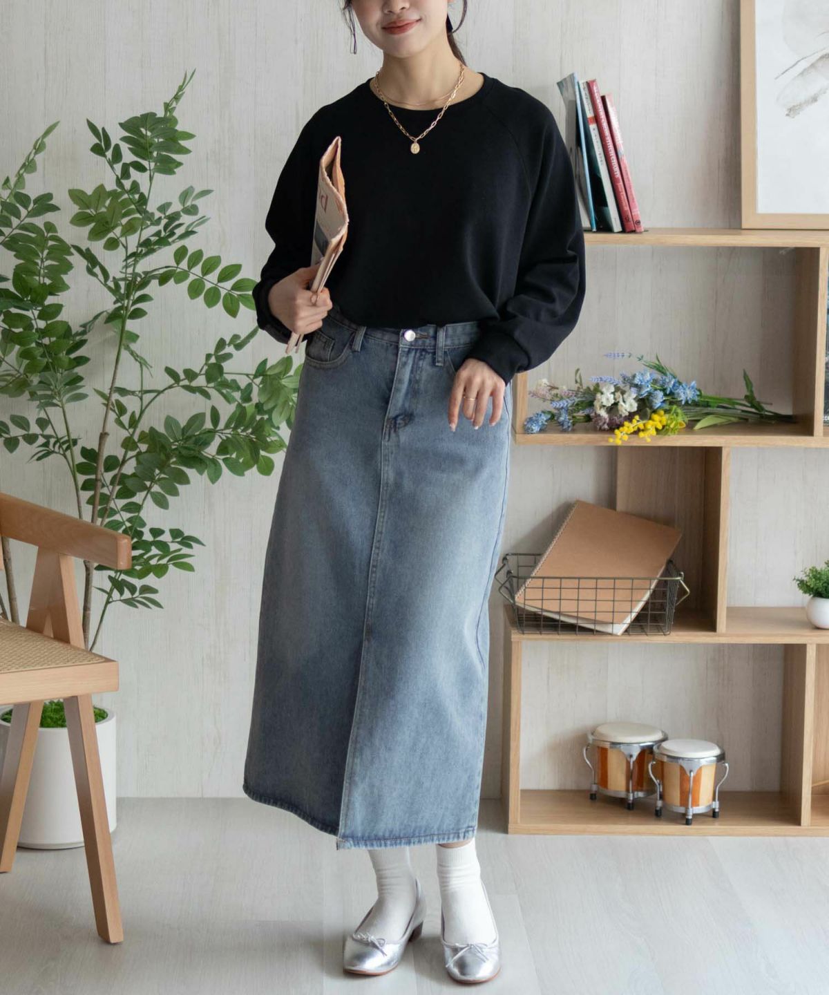 nAvy 異素材切替プルオーバー レディース