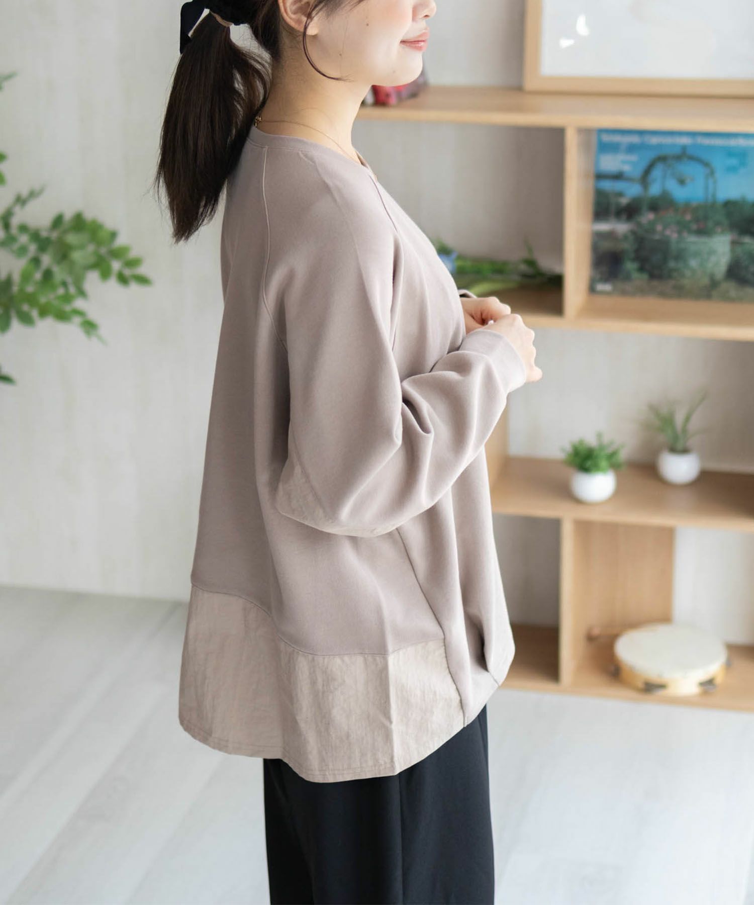 nAvy 異素材切替プルオーバー レディース