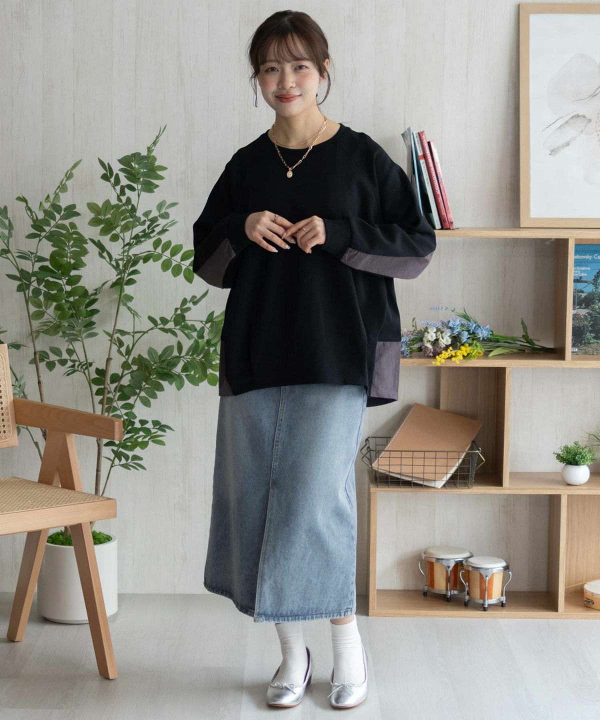 nAvy 異素材切替プルオーバー レディース