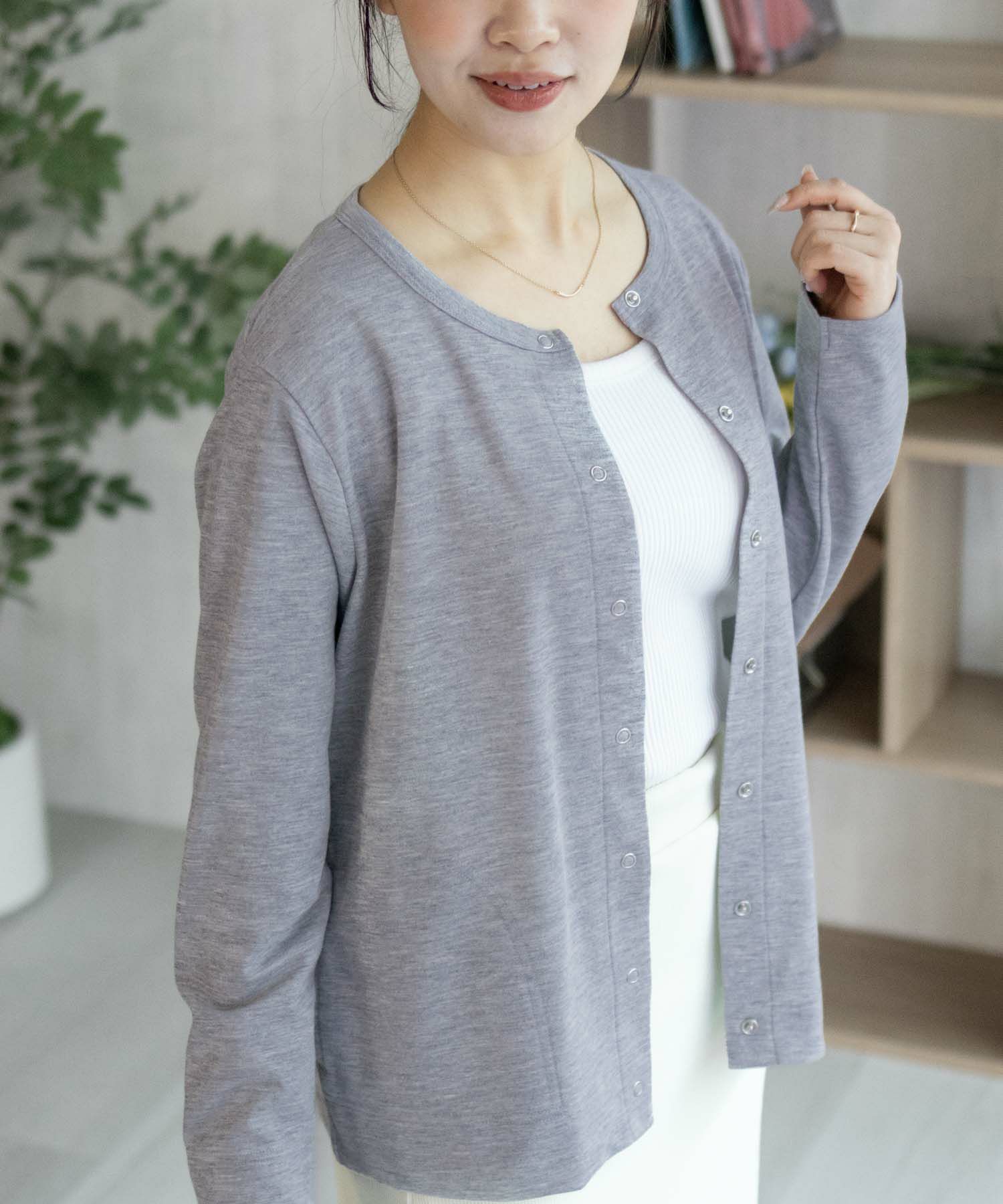 NAVY SARARI UVカットカーディガン ドットボタン レディース