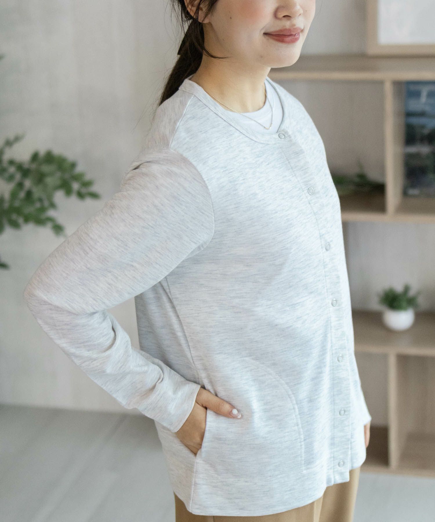 NAVY SARARI UVカットカーディガン ドットボタン レディース