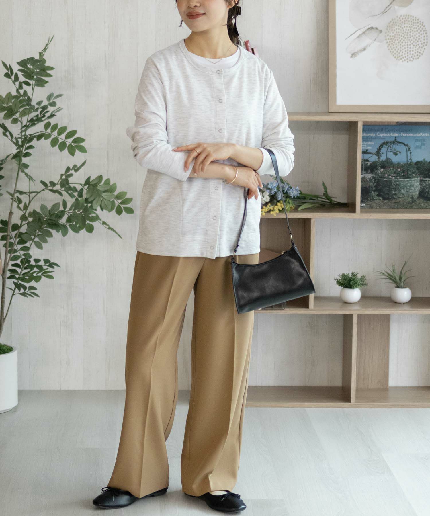 NAVY SARARI UVカットカーディガン ドットボタン レディース