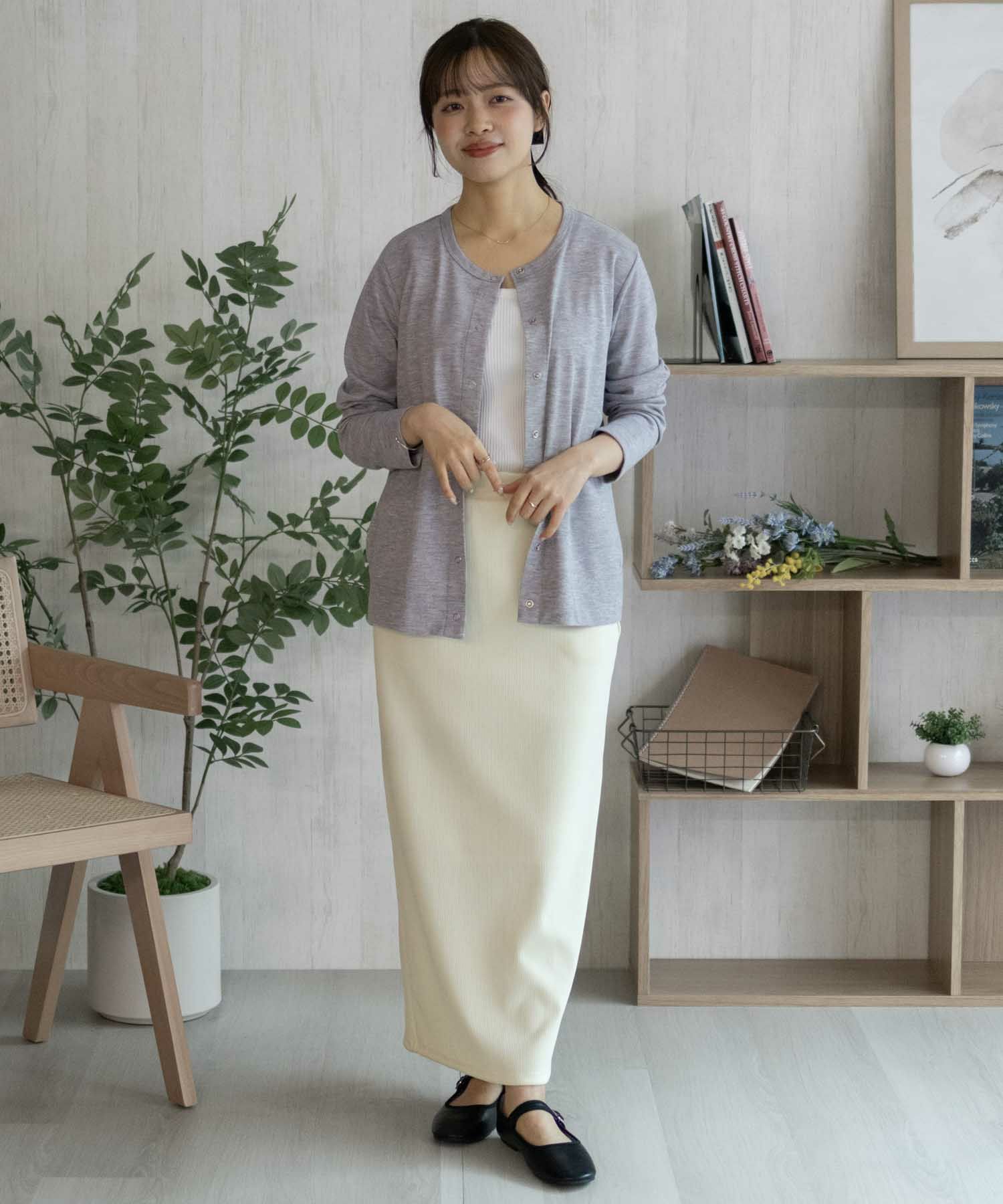 NAVY SARARI UVカットカーディガン ドットボタン レディース