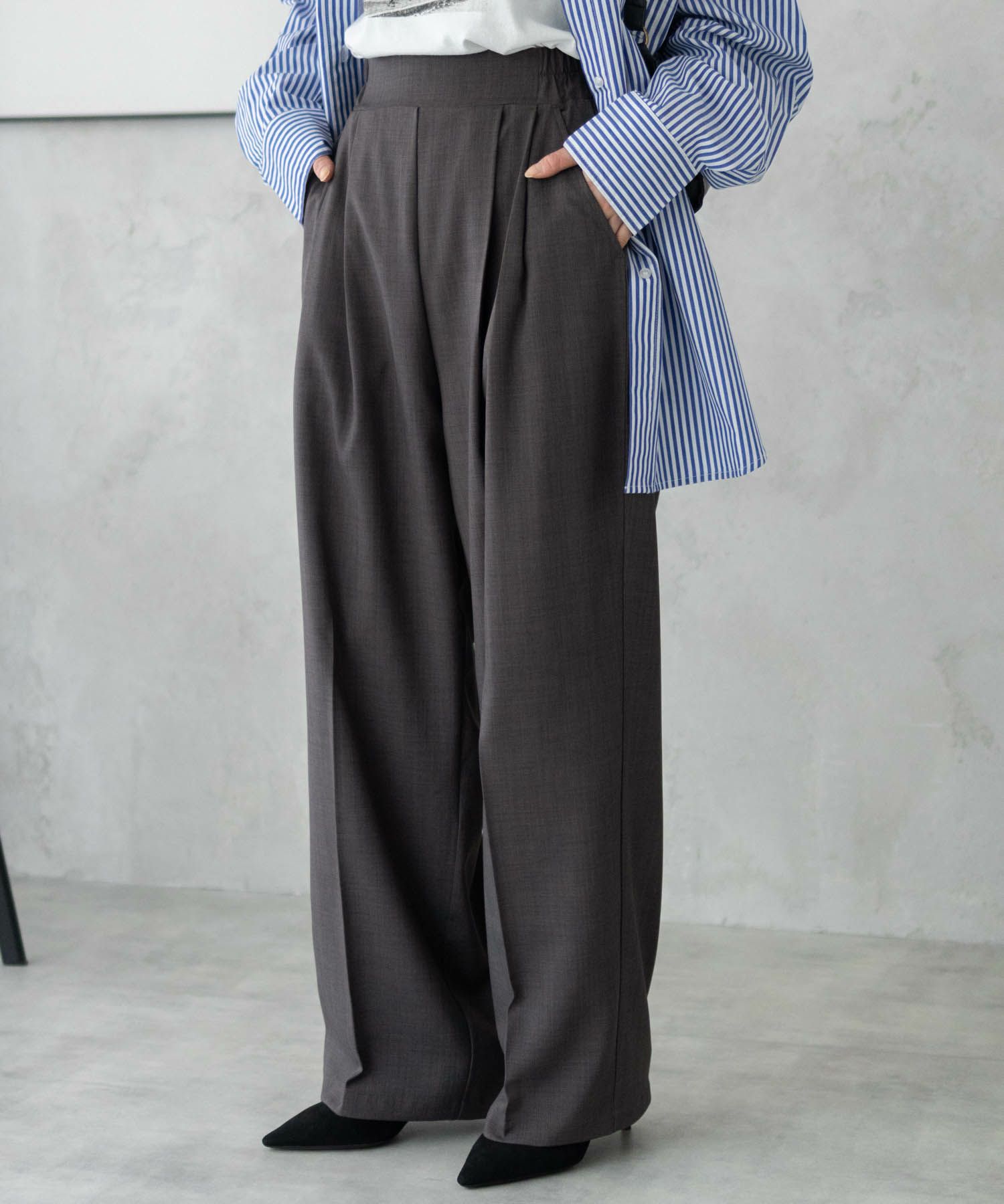 nAvy 2タックセミワイドパンツ レディース nAvy 2タックセミワイドパンツ レディース
