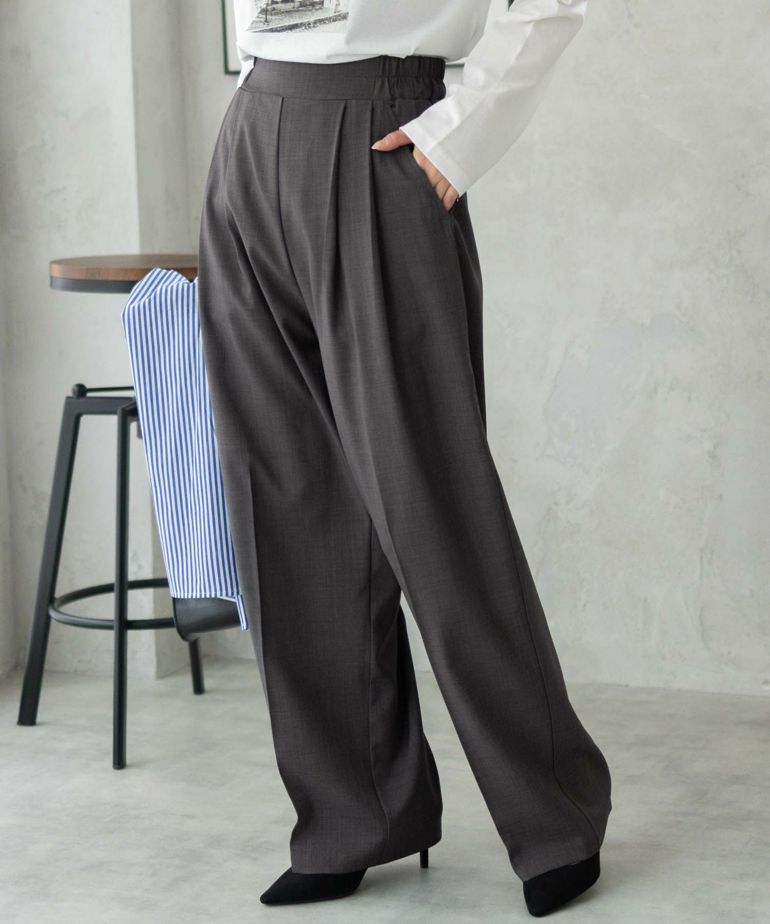 nAvy 2タックセミワイドパンツ レディース