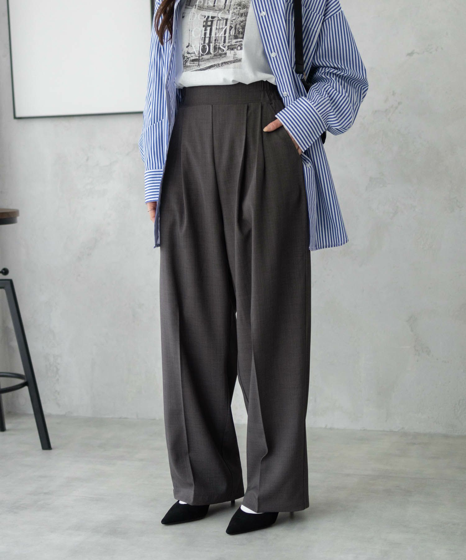 nAvy 2タックセミワイドパンツ レディース