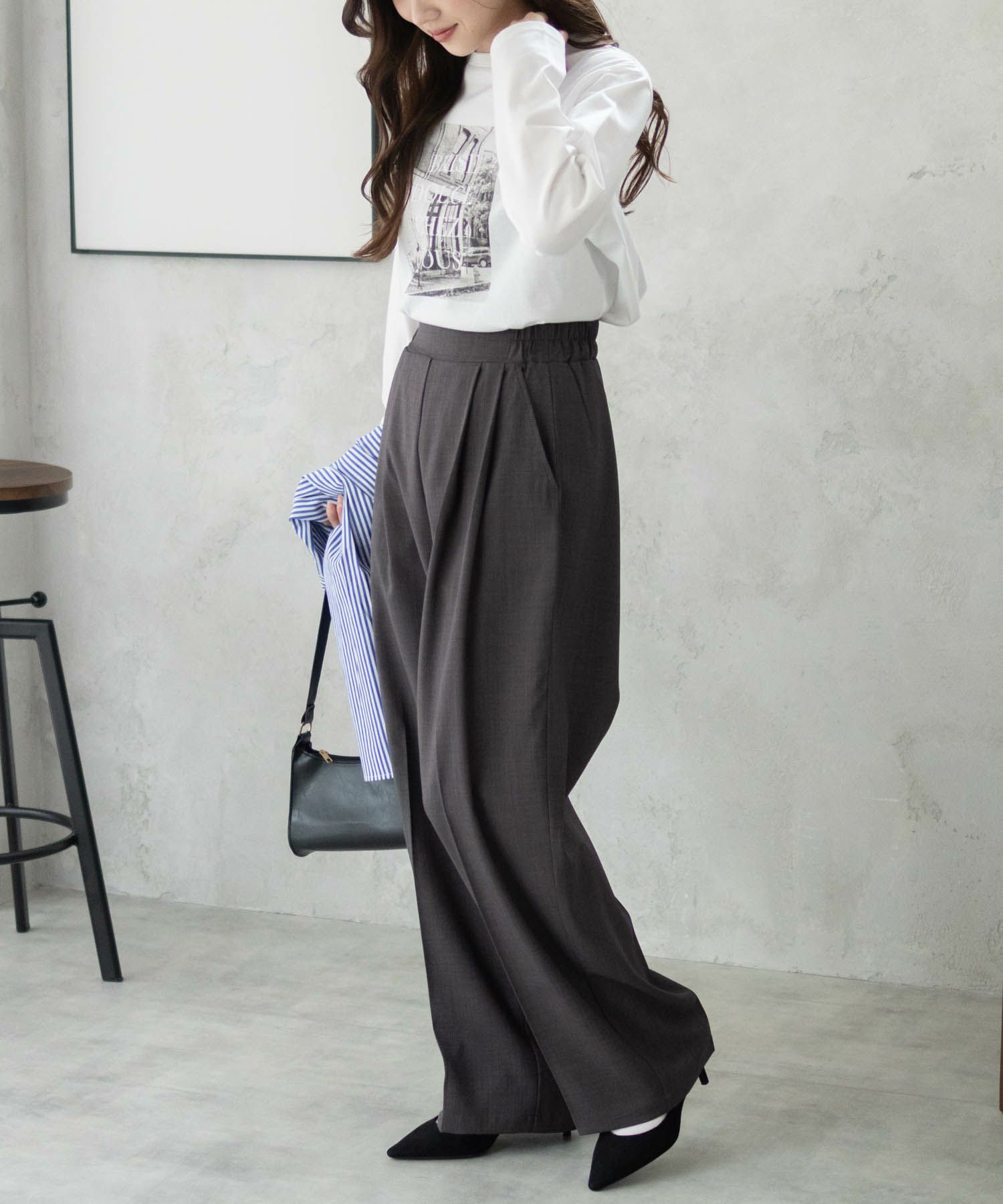 nAvy 2タックセミワイドパンツ レディース