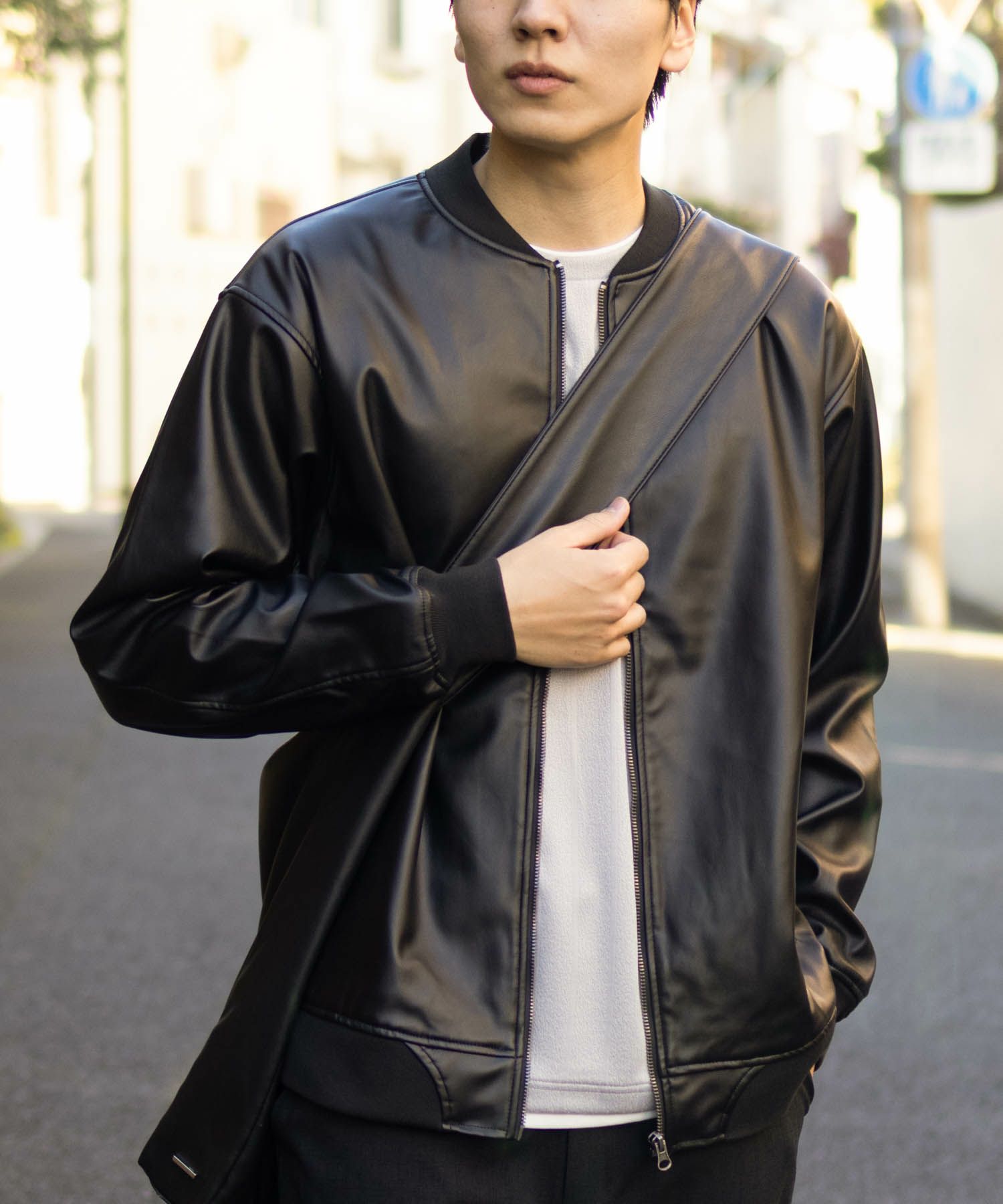 NAVY  ストライプフェイクレイヤード長袖Tシャツ メンズ商品画像-5