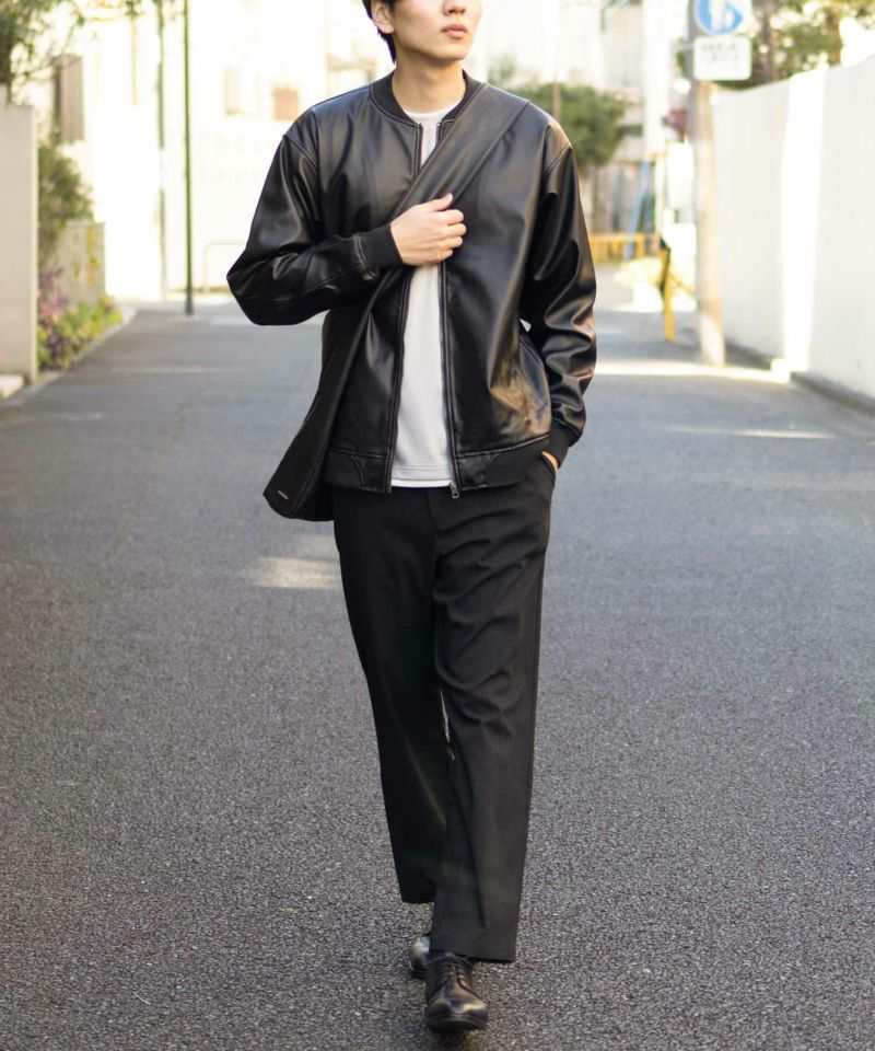 NAVY ストライプフェイクレイヤード長袖Tシャツ メンズ