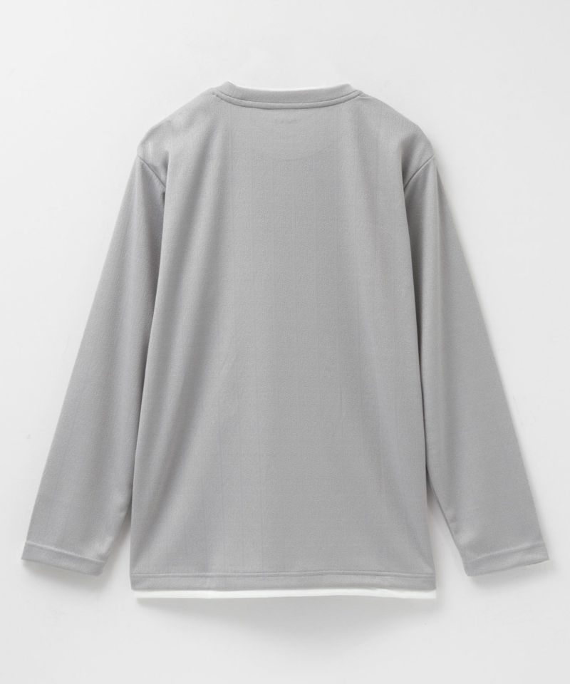 NAVY  ストライプフェイクレイヤード長袖Tシャツ メンズ商品画像-14