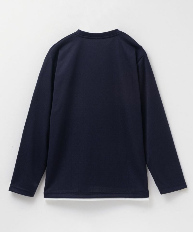 NAVY  ストライプフェイクレイヤード長袖Tシャツ メンズ商品画像-16