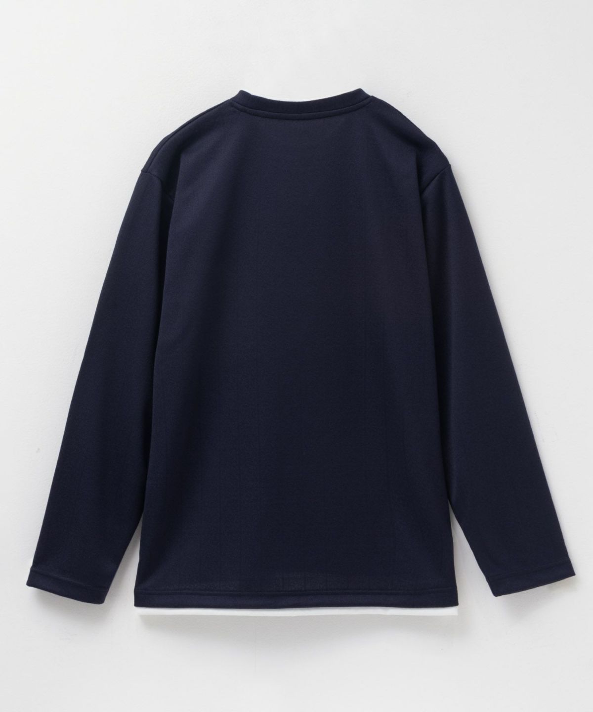 NAVY ストライプフェイクレイヤード長袖Tシャツ メンズ
