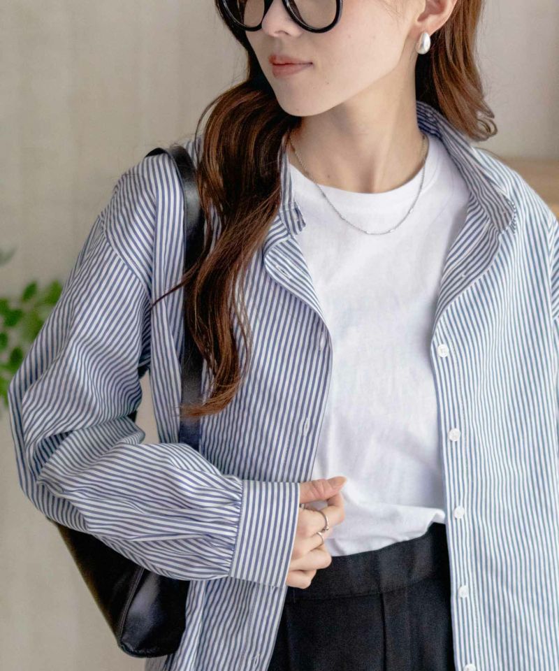 nAvy  ストライプ前開きシャツ レディース商品画像-5
