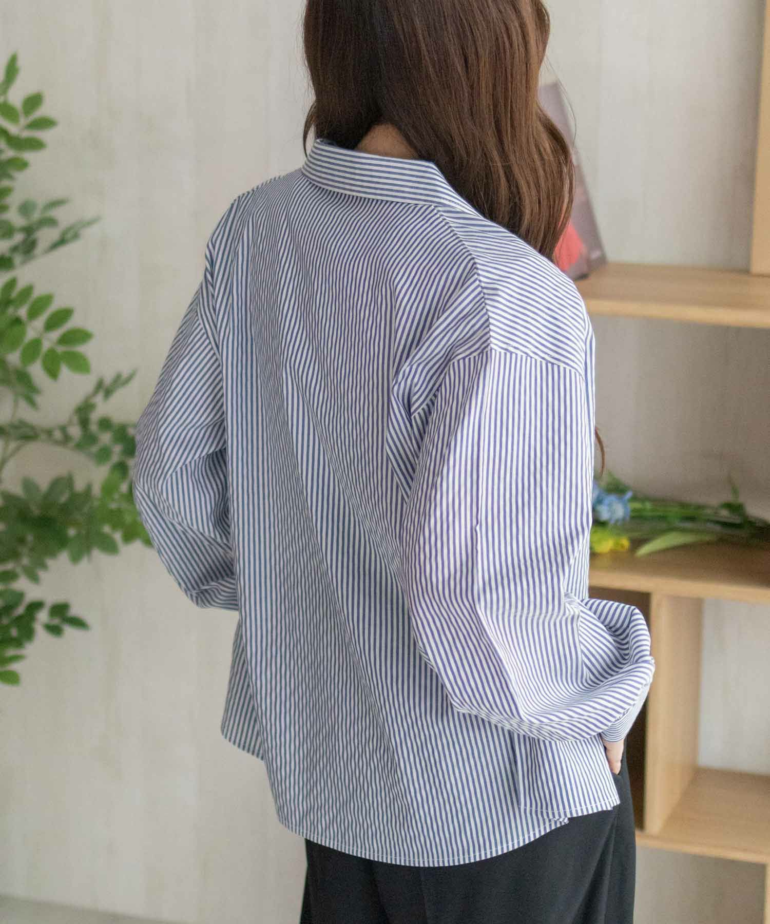 nAvy ストライプ前開きシャツ レディース