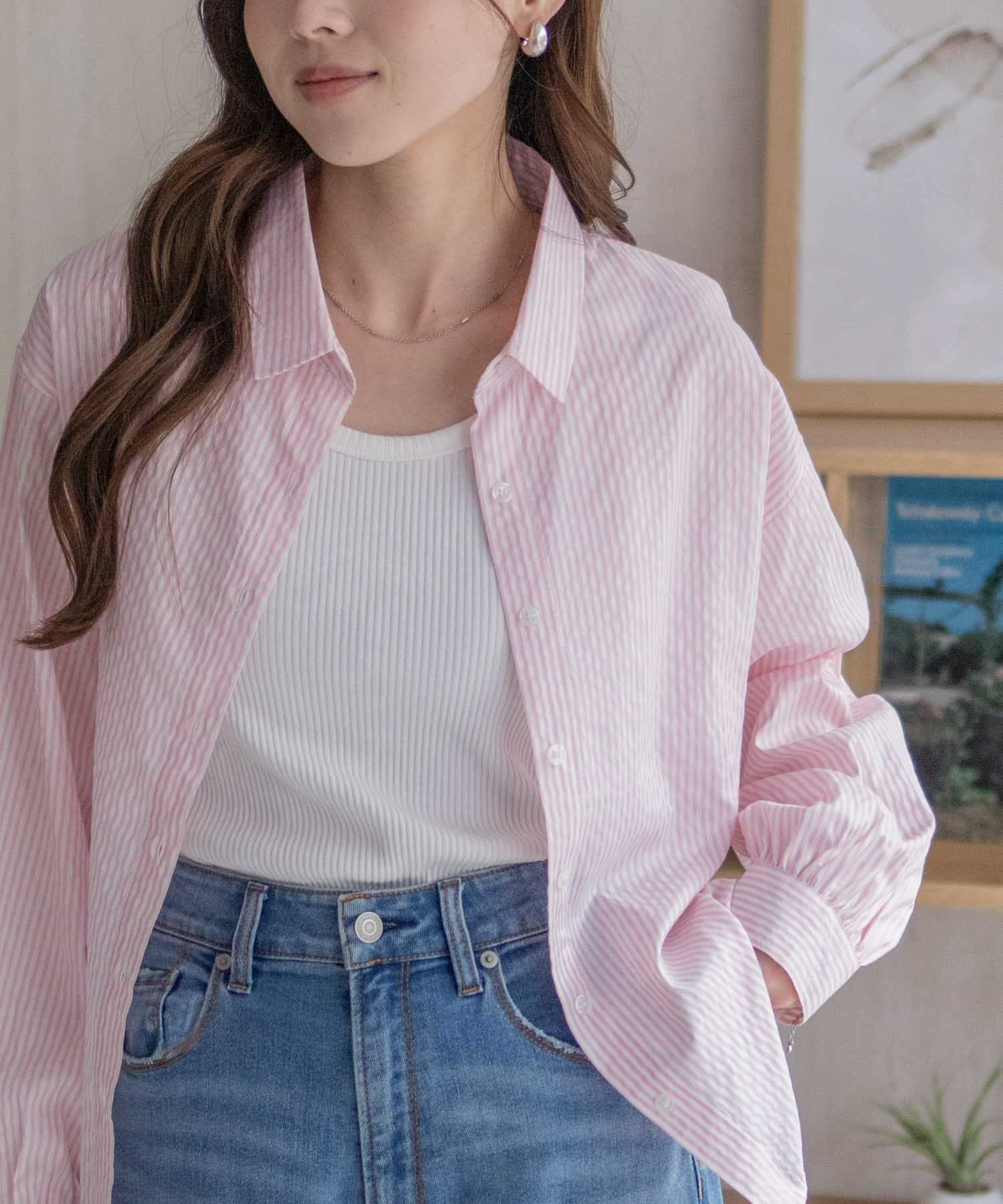 nAvy ストライプ前開きシャツ レディース