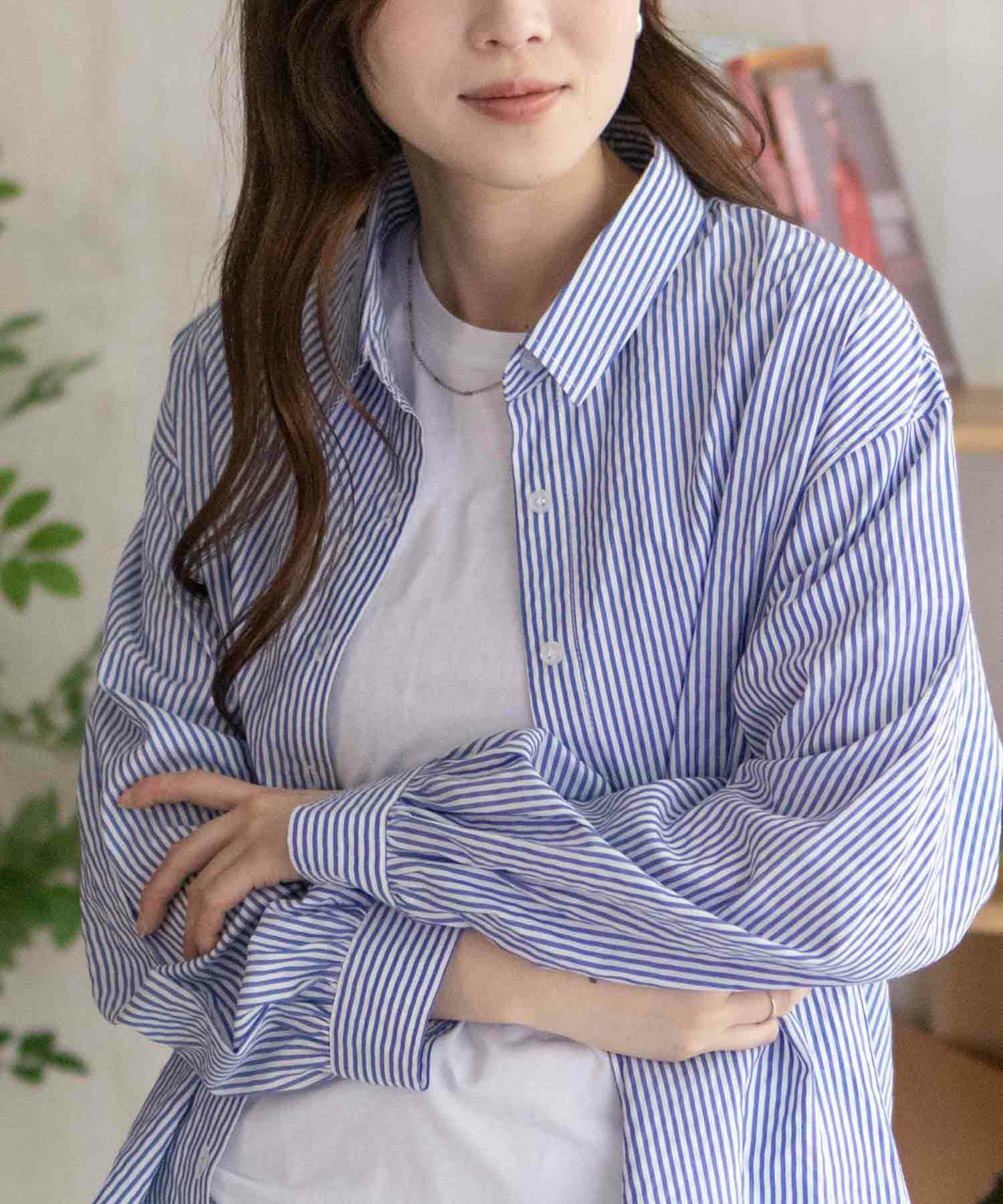 nAvy  ストライプ前開きシャツ レディース商品画像-15