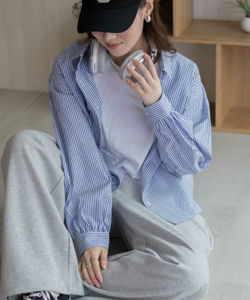 nAvy  ストライプ前開きシャツ レディース商品画像-16