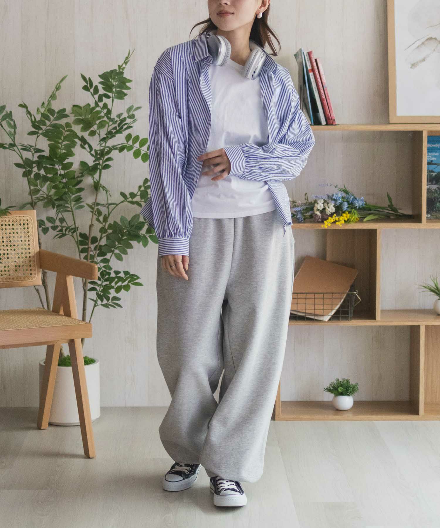 nAvy ストライプ前開きシャツ レディース