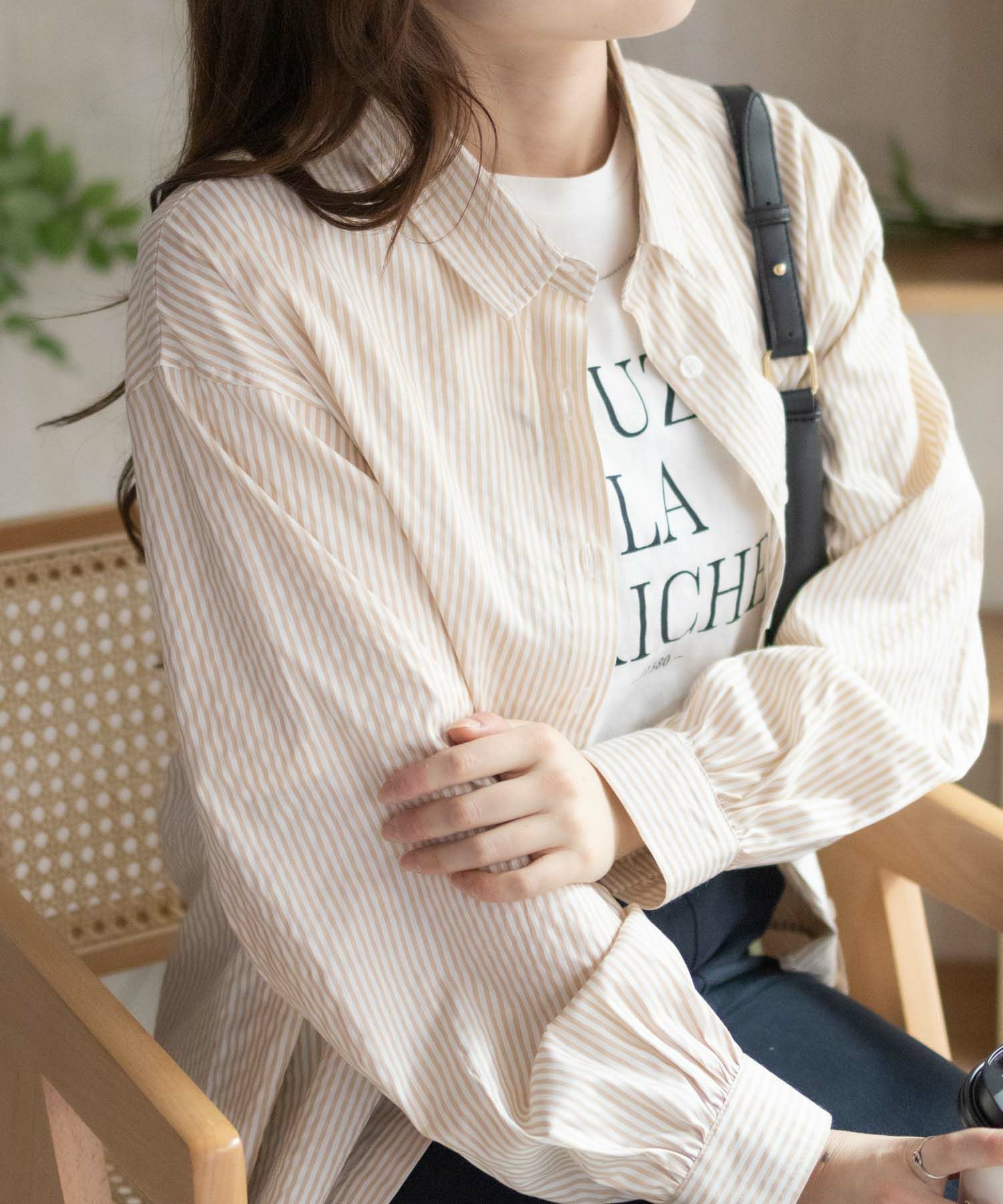 nAvy ストライプ前開きシャツ レディース