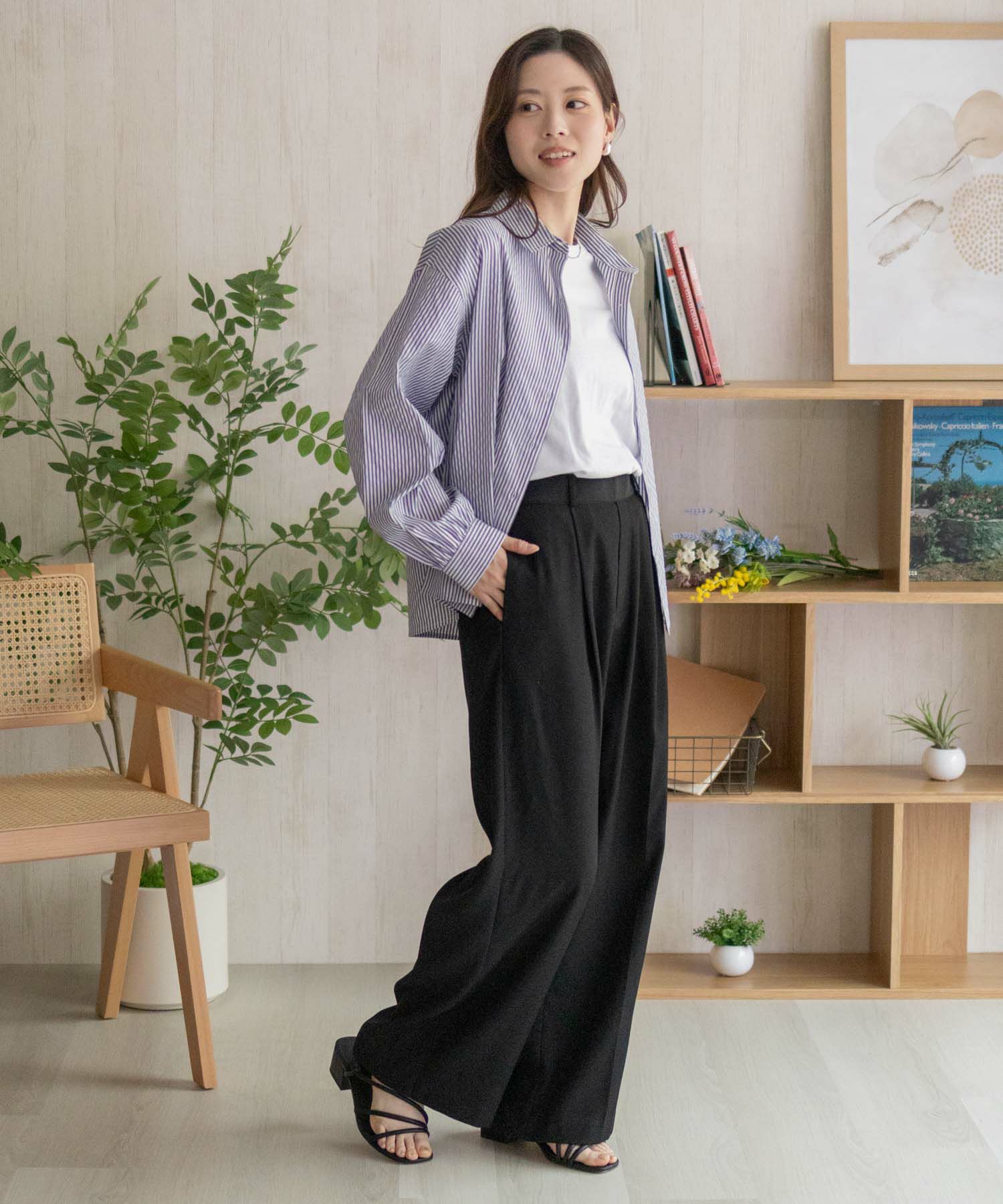 nAvy  ストライプ前開きシャツ レディース商品画像-32