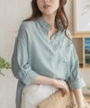 nAvy スラブ前開き7分袖シャツ レディース