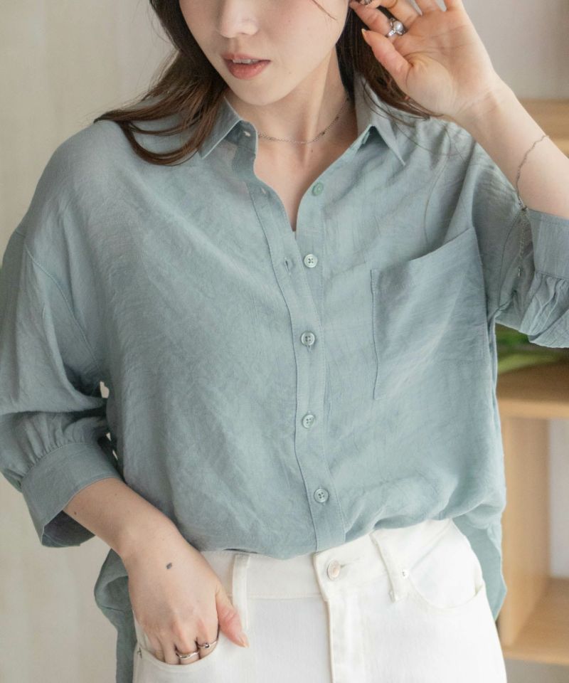 nAvy  スラブ前開き7分袖シャツ レディース商品画像-12