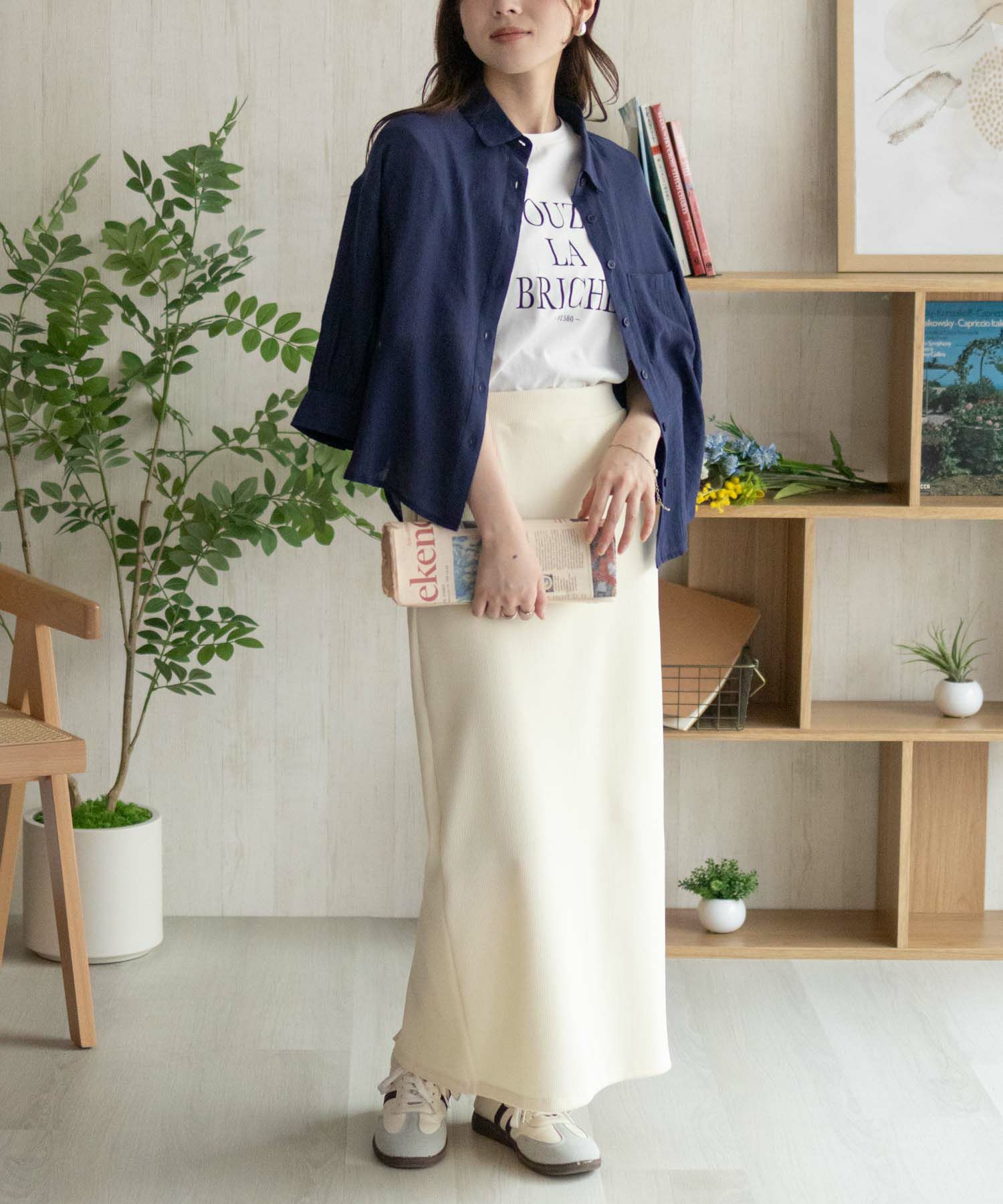 nAvy  スラブ前開き7分袖シャツ レディース商品画像-17