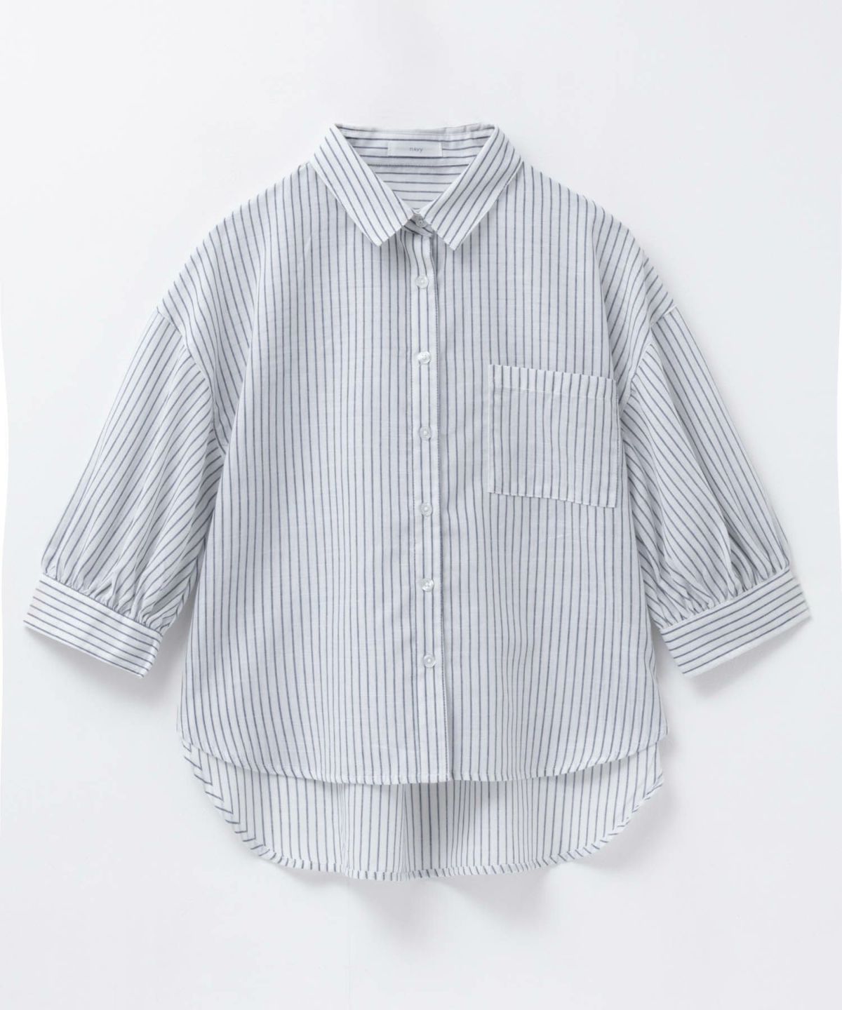 nAvy スラブ前開き7分袖シャツ レディース