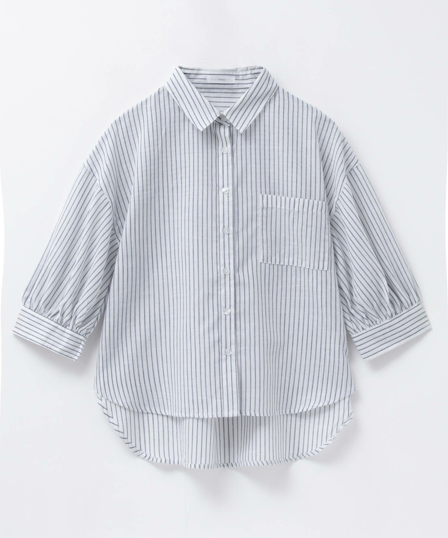 nAvy スラブ前開き7分袖シャツ レディース