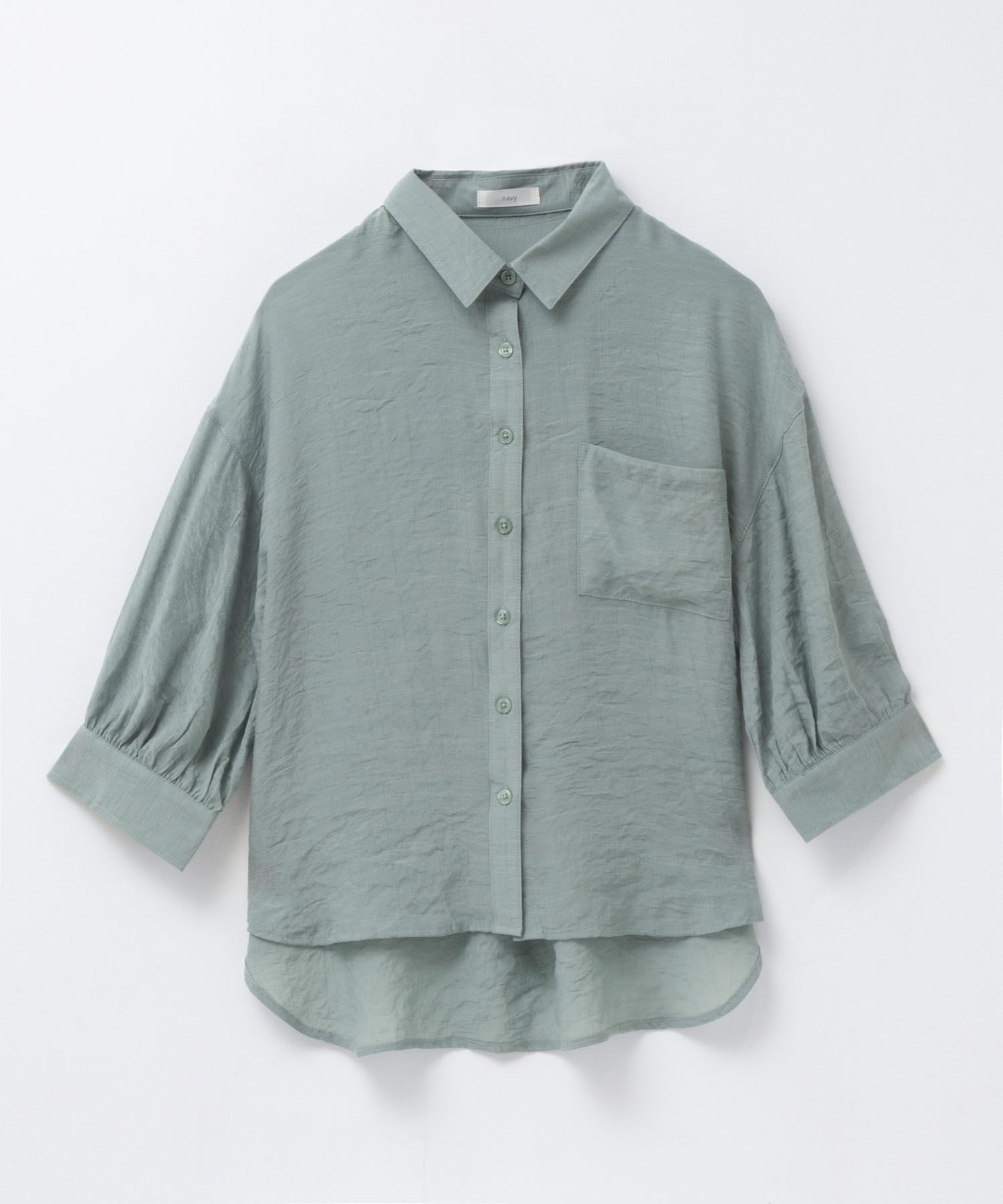 nAvy スラブ前開き7分袖シャツ レディース