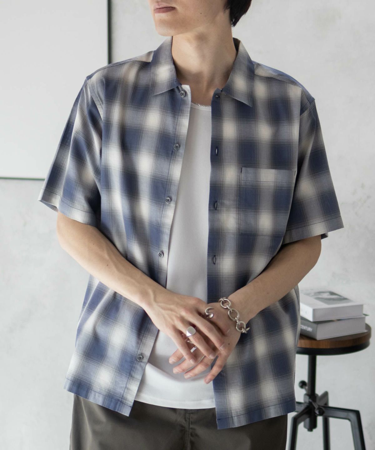 MOSSIMO オンブレチェックシャツ メンズ