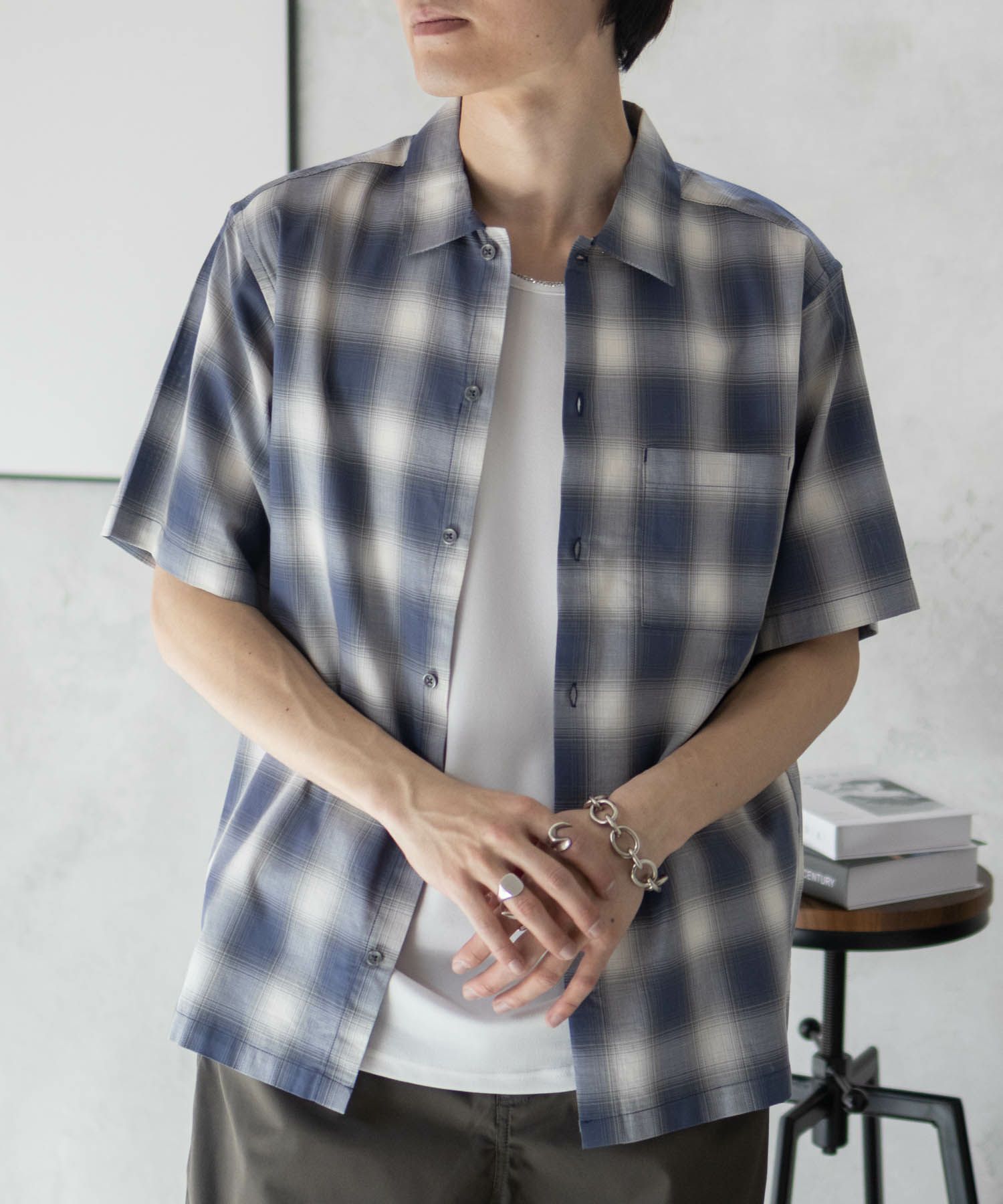 MOSSIMO オンブレチェックシャツ メンズ