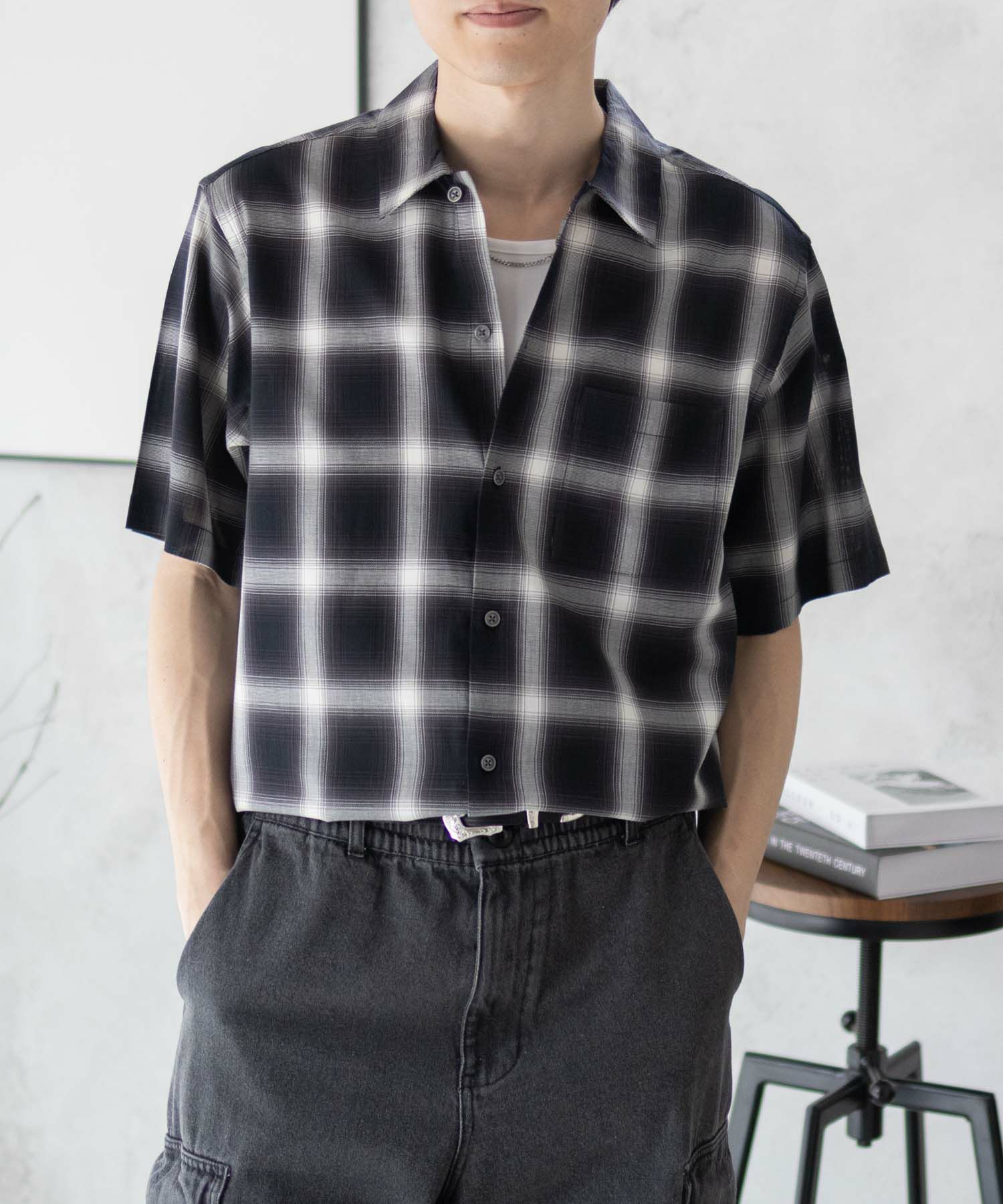 MOSSIMO オンブレチェックシャツ メンズ