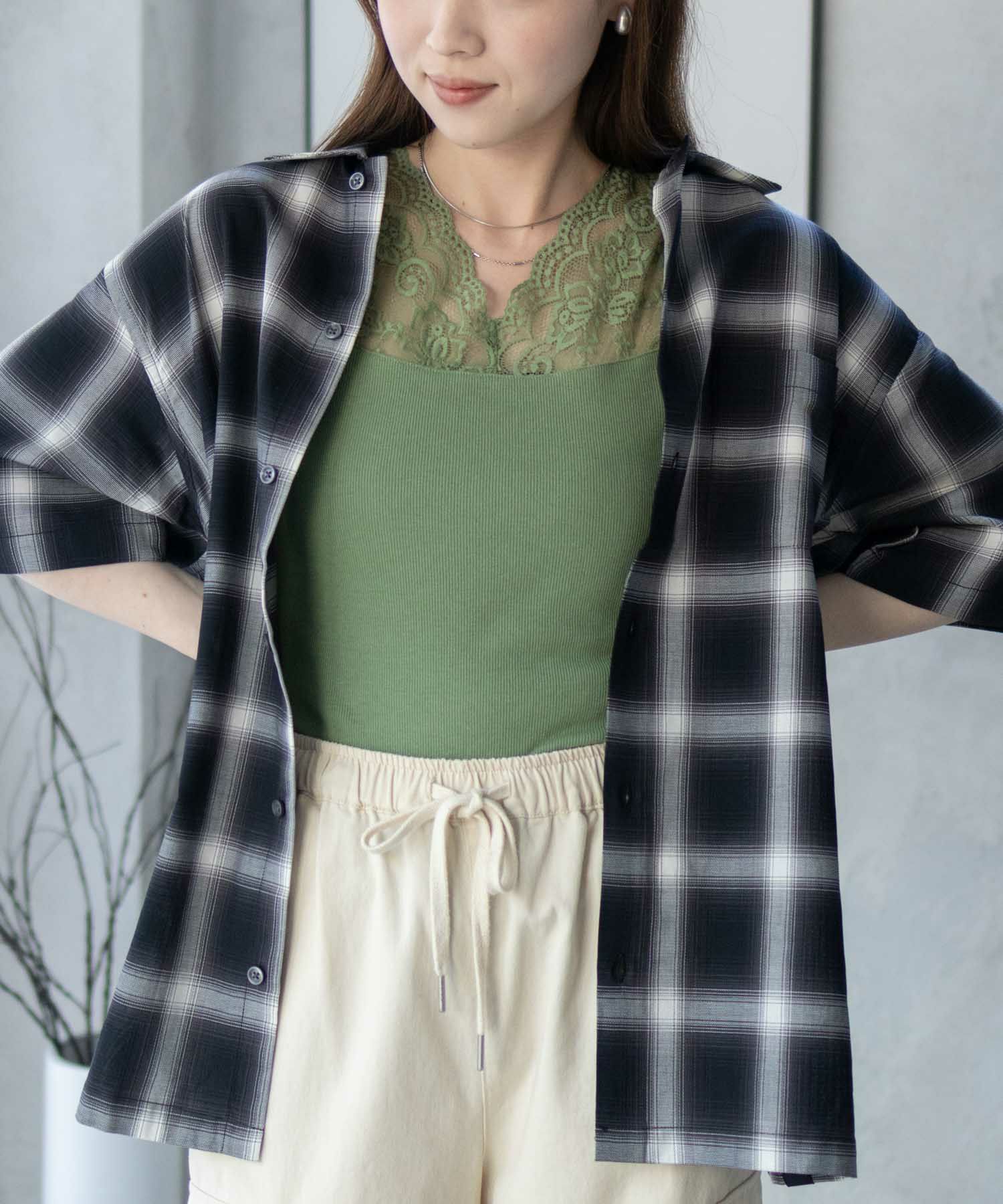 MOSSIMO オンブレチェックシャツ メンズ