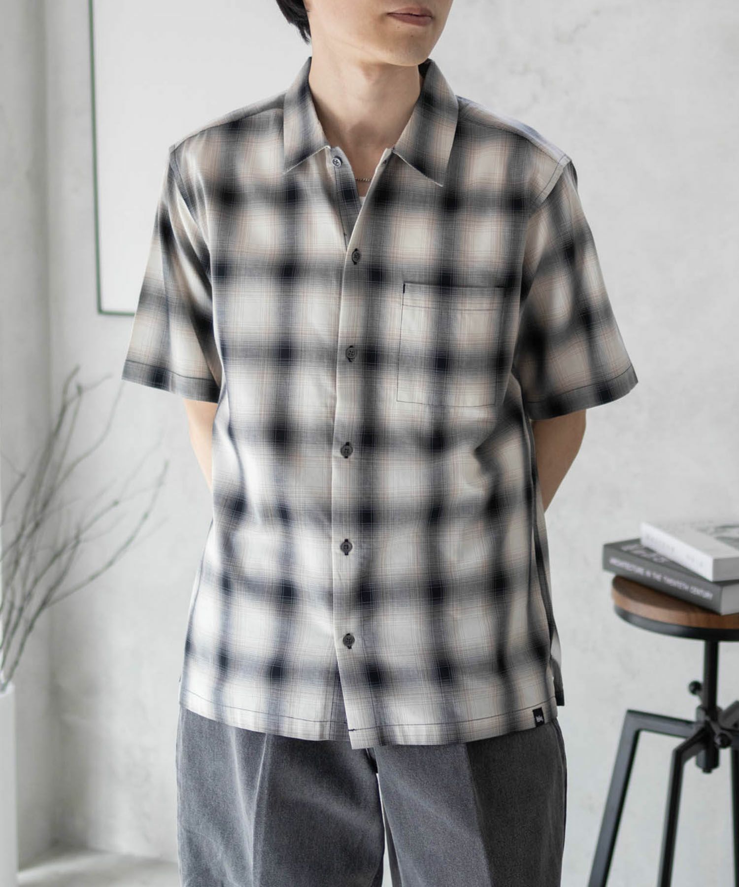 MOSSIMO オンブレチェックシャツ メンズ