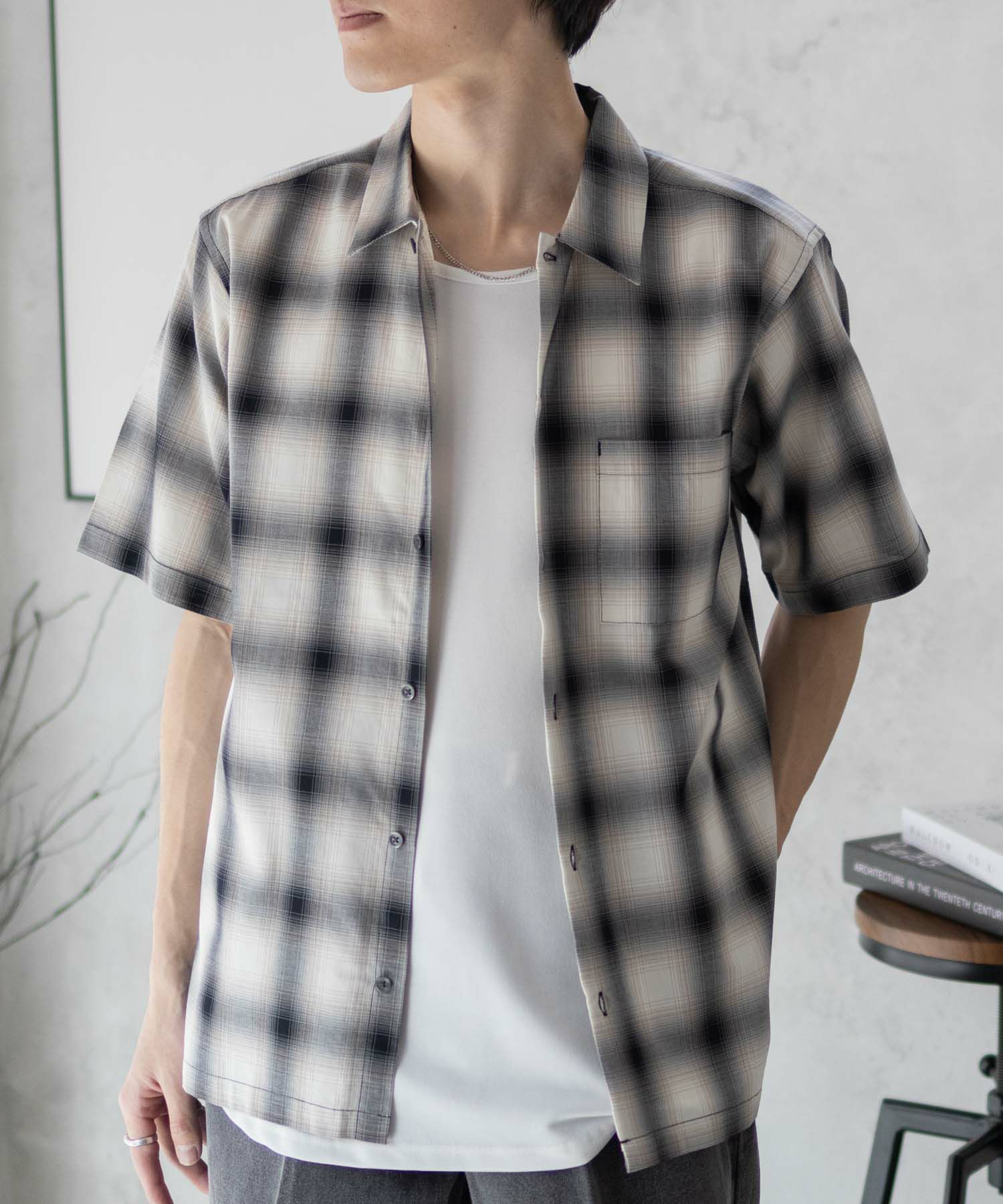 MOSSIMO オンブレチェックシャツ メンズ