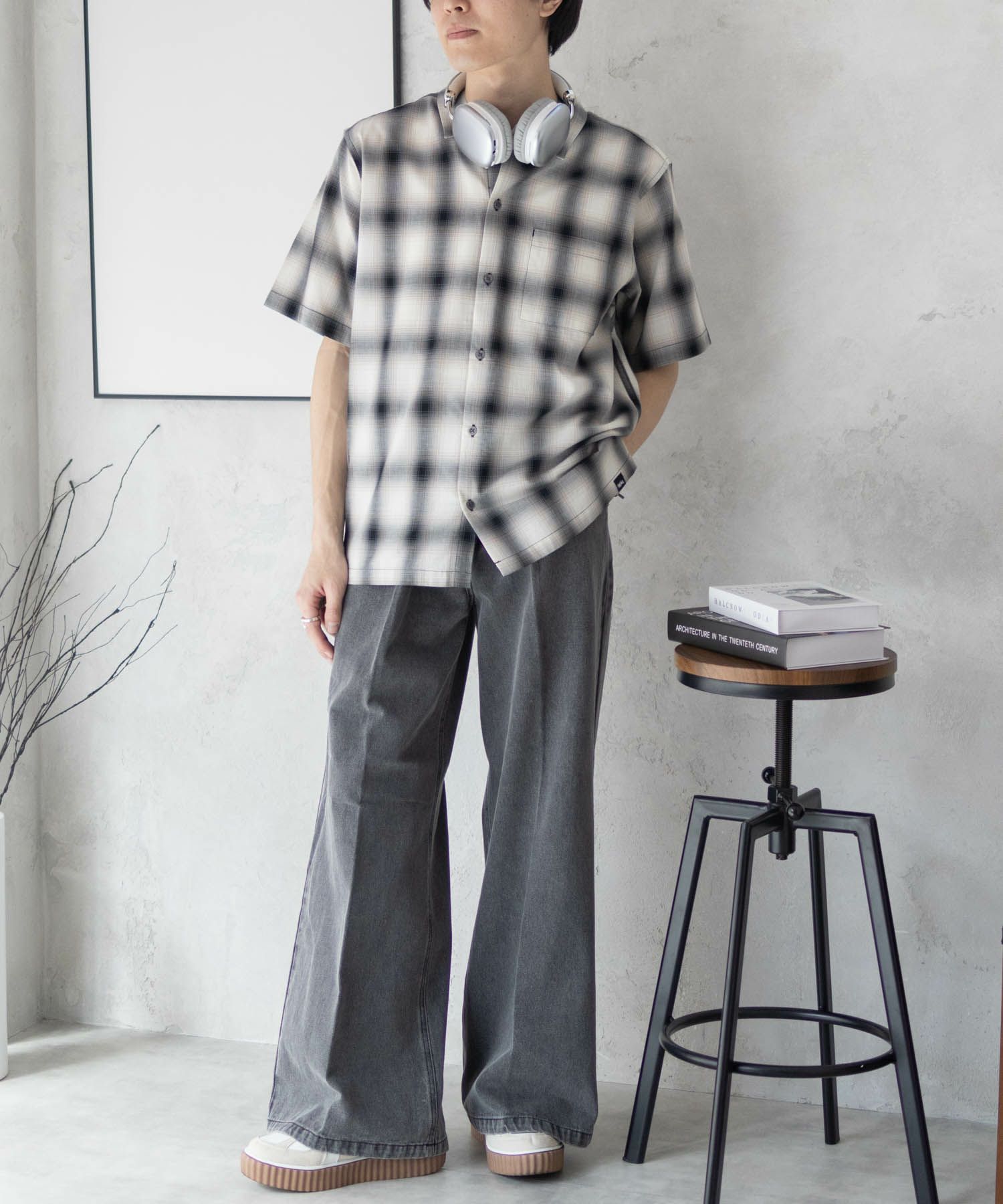 MOSSIMO オンブレチェックシャツ メンズ