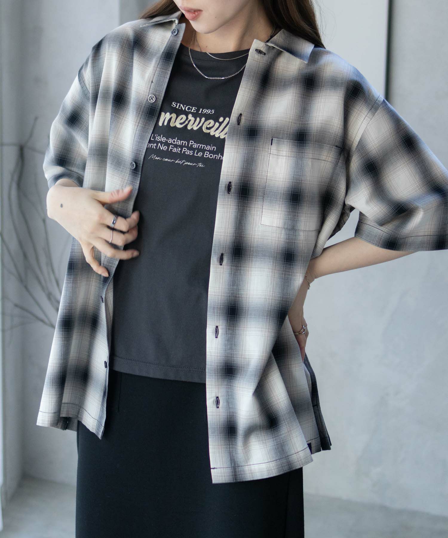 MOSSIMO オンブレチェックシャツ メンズ