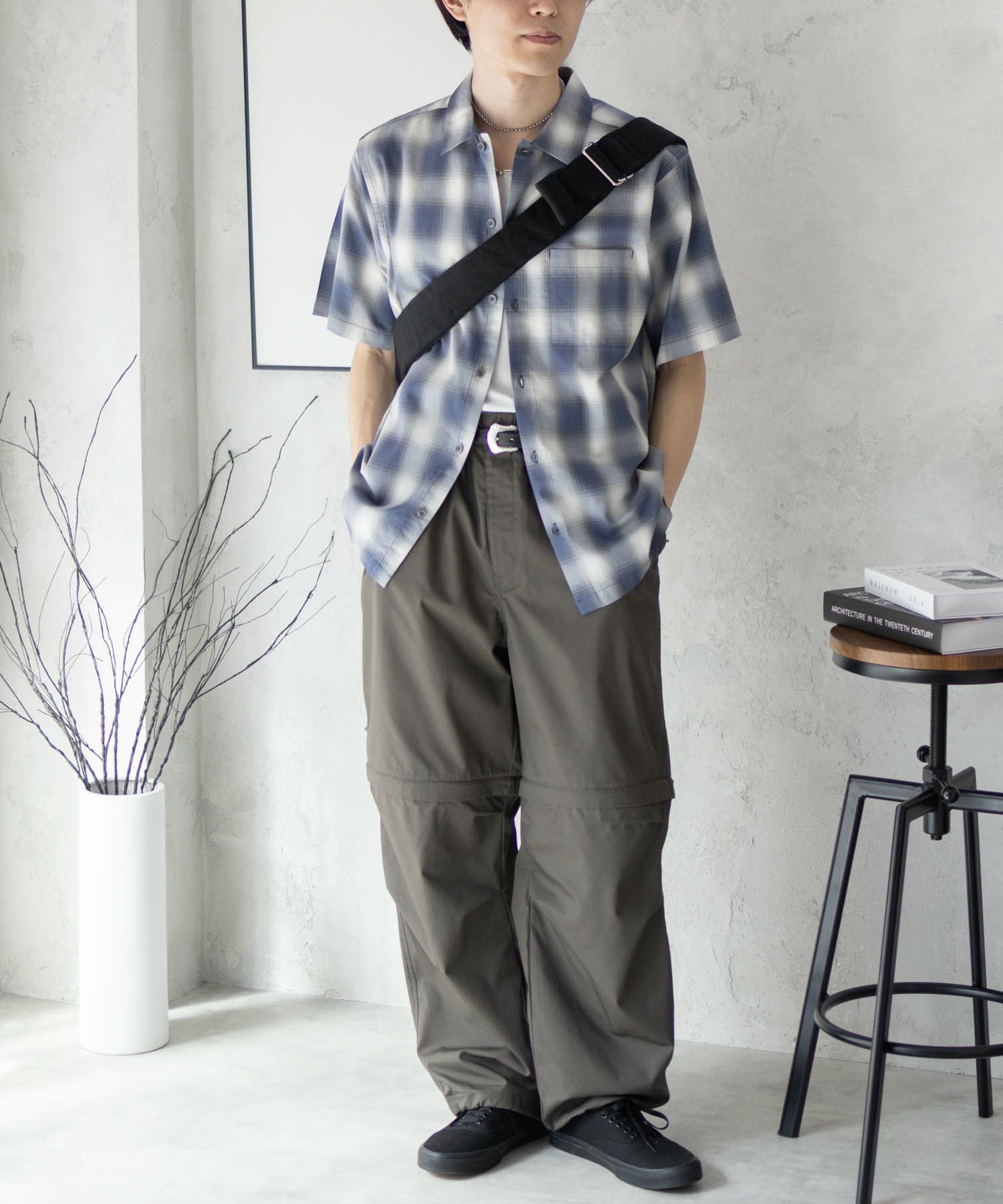 MOSSIMO オンブレチェックシャツ メンズ