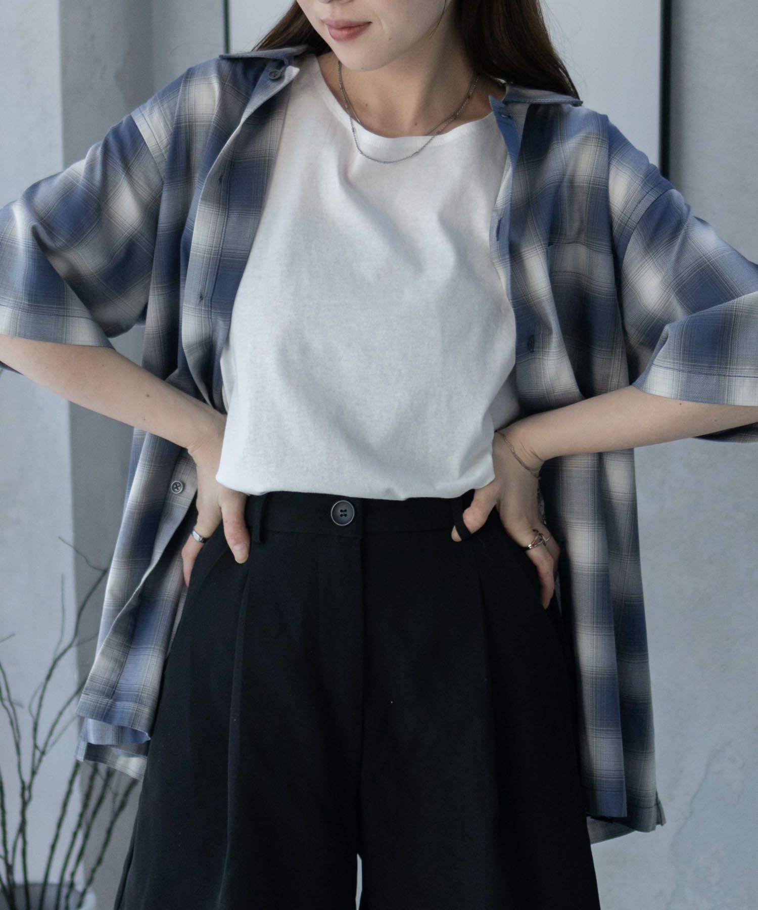 MOSSIMO オンブレチェックシャツ メンズ