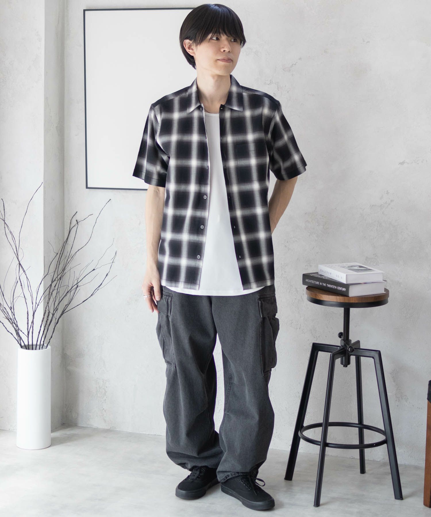 MOSSIMO オンブレチェックシャツ メンズ