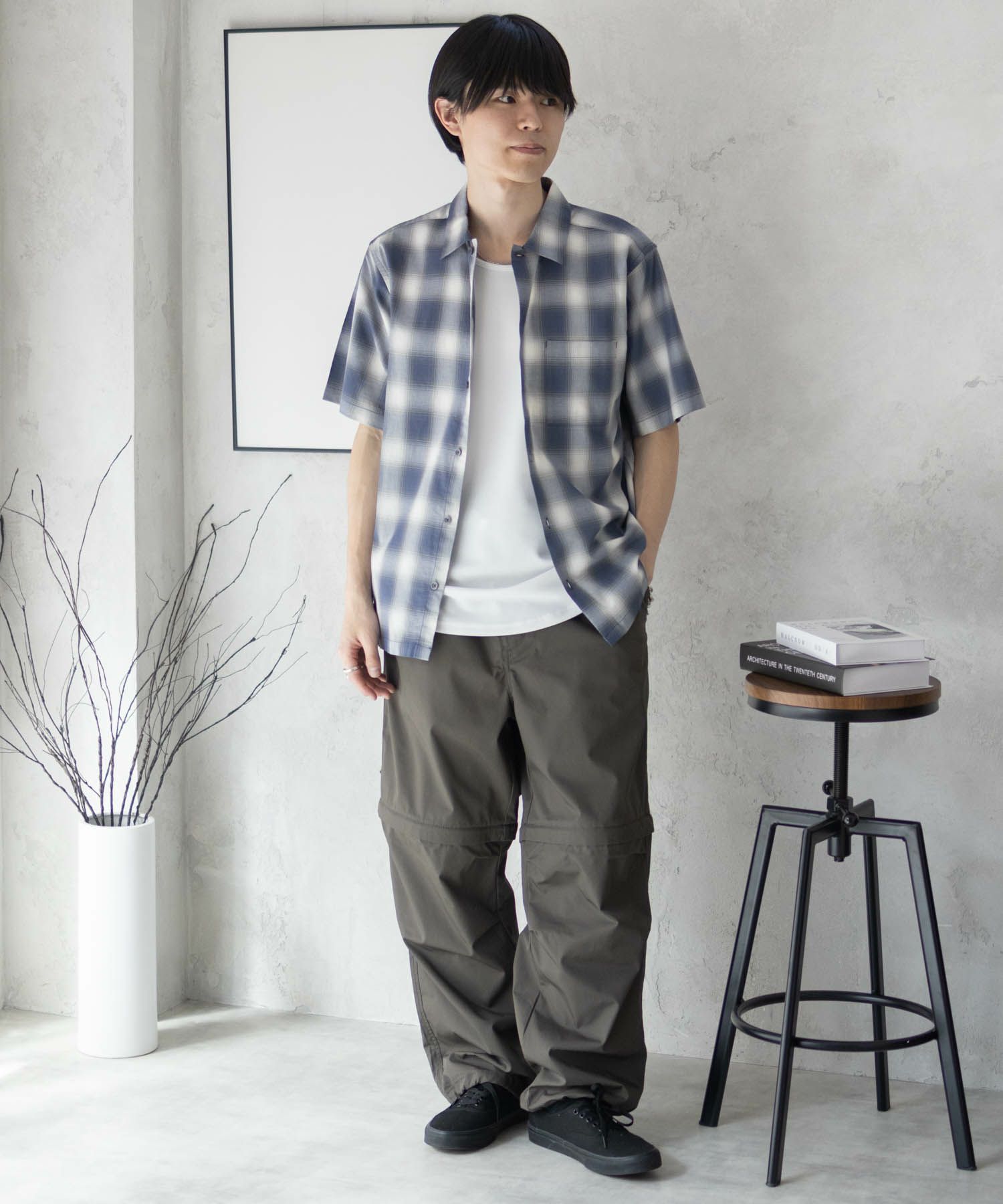 MOSSIMO オンブレチェックシャツ メンズ