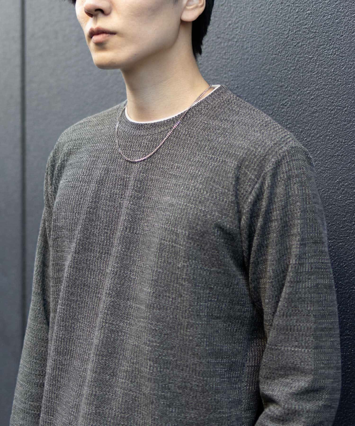 NAVY メランジレイヤーTシャツ メンズ